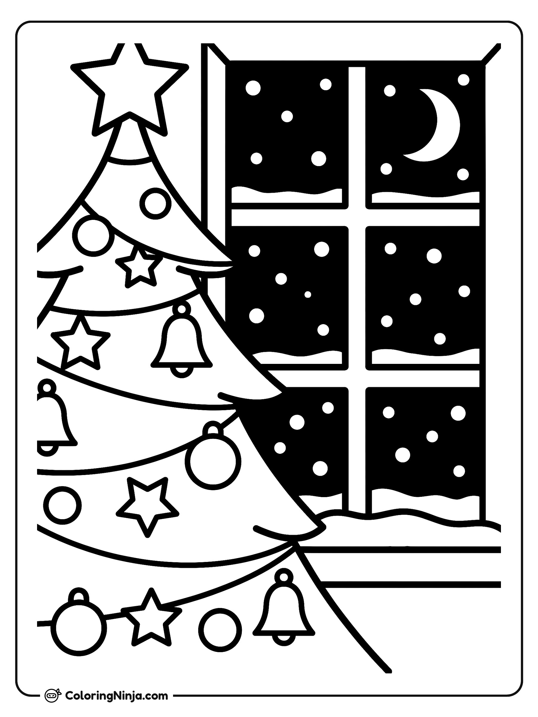 Living Room Window Tree Coloring Page