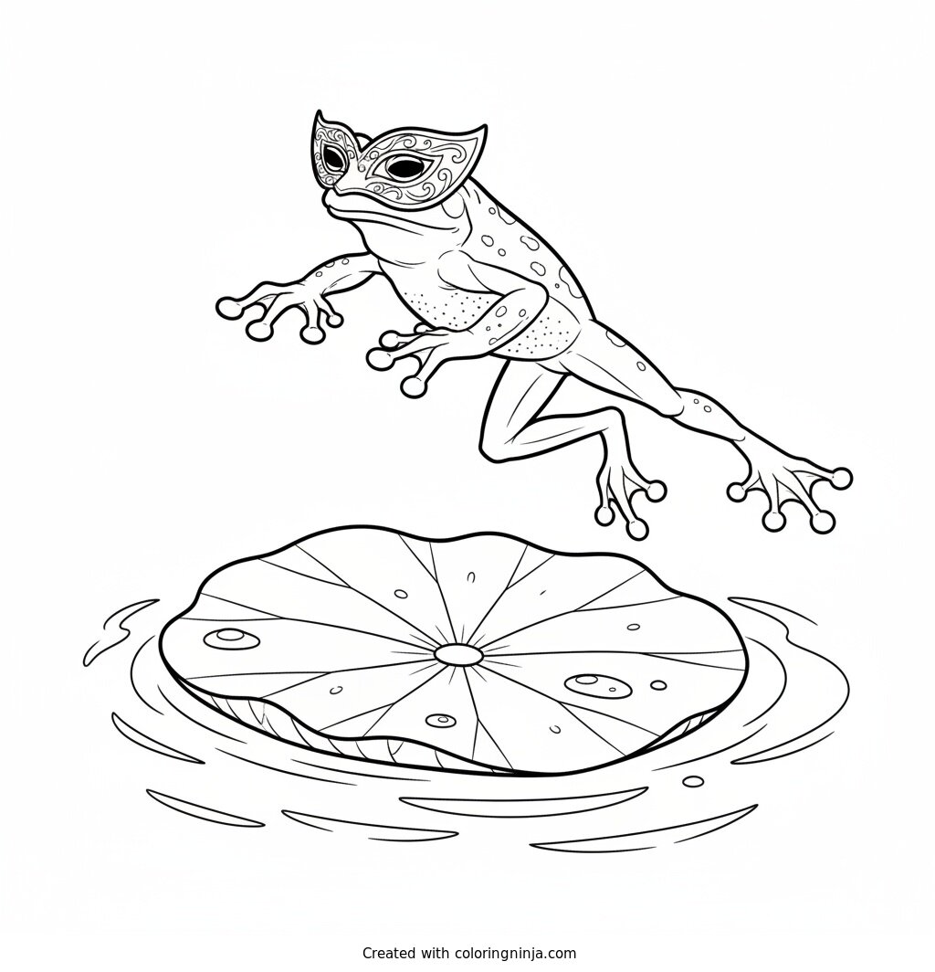 Tree Frog Ninja Leap Coloring Page