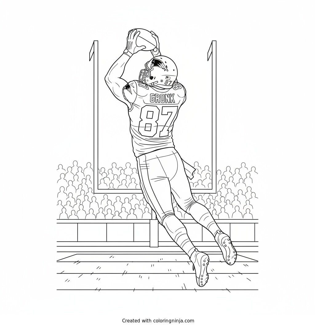 Gronk Catching a Touchdown Pass Coloring Page