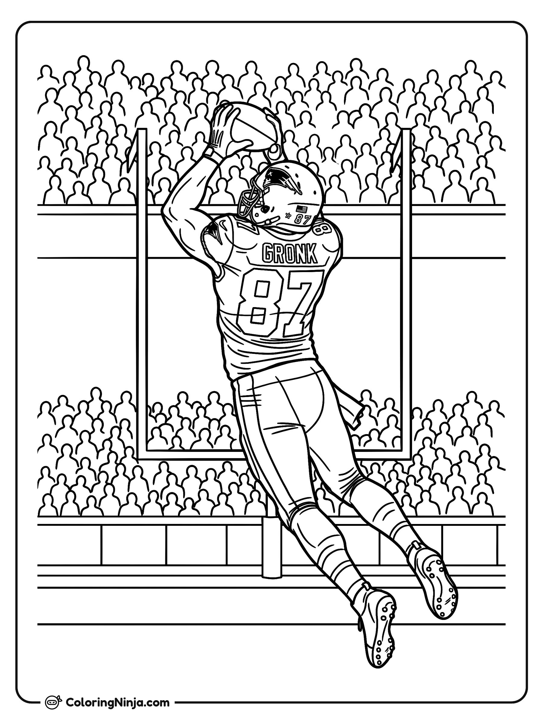 Gronk atrapando un pase de anotación: dibujo para colorear