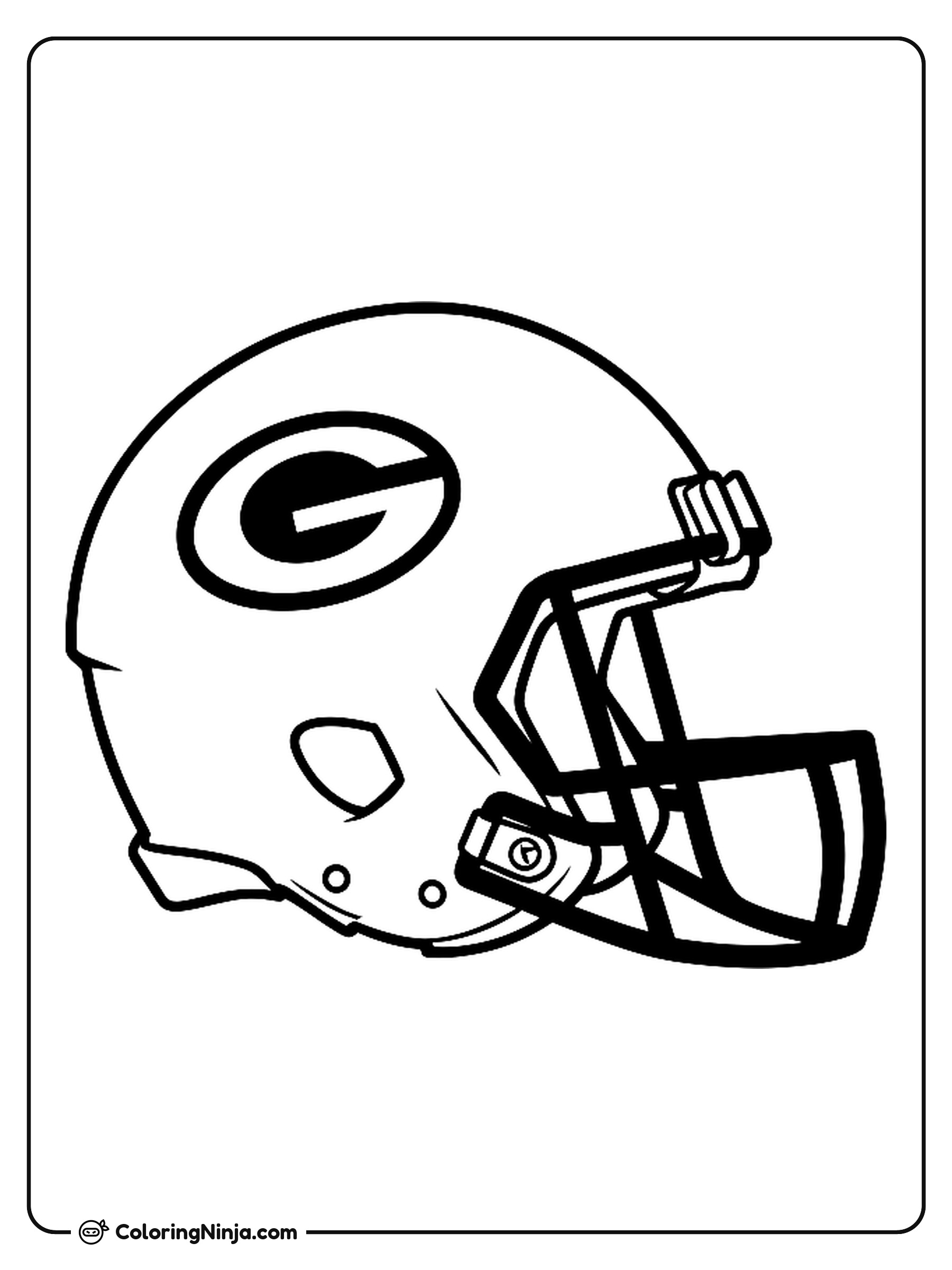 Green Bay Packers Helmet Side View Profile Coloring Page