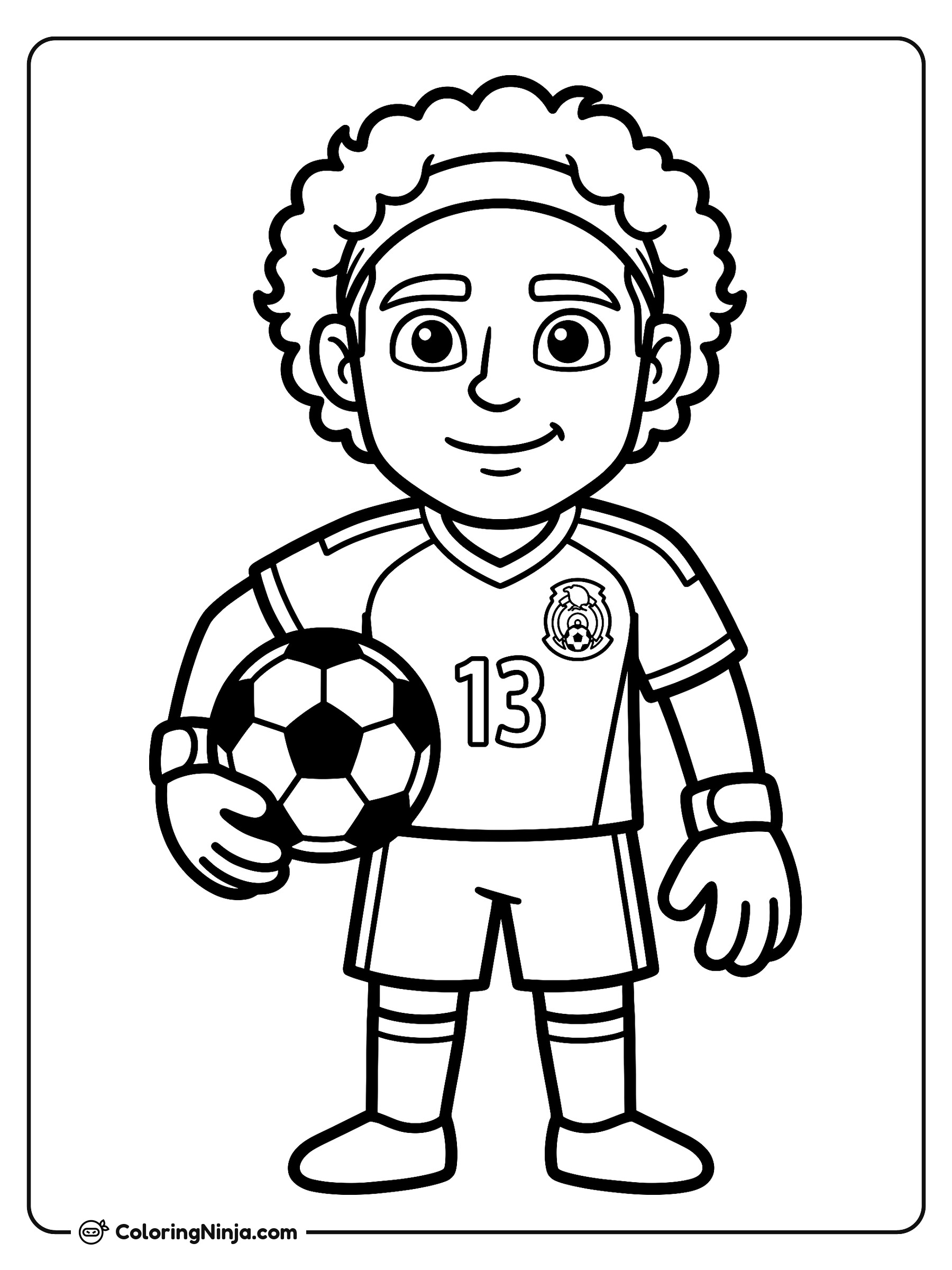 Guillermo Ochoa Cartoon Soccer Star Coloring Page