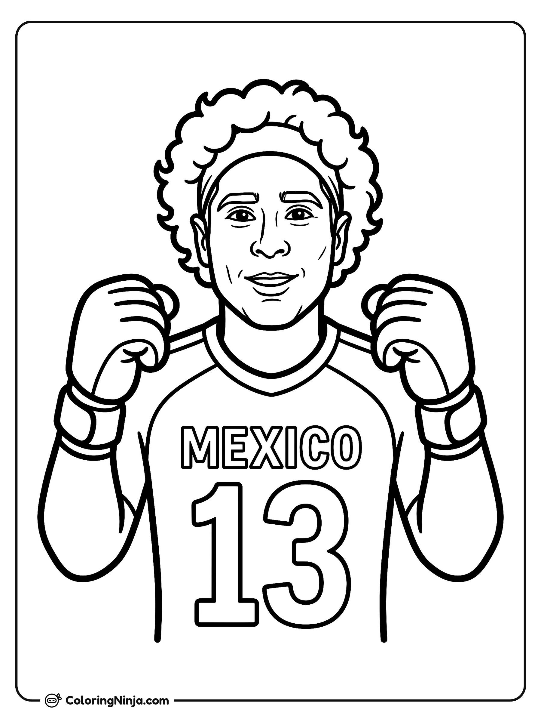 Guillermo Ochoa Close Up Portrait Coloring Page
