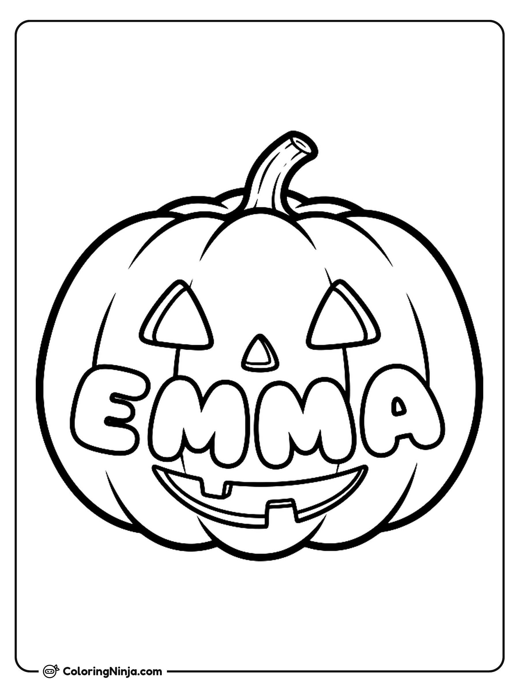 Halloween Pumpkin with the Name Emma Coloring Page