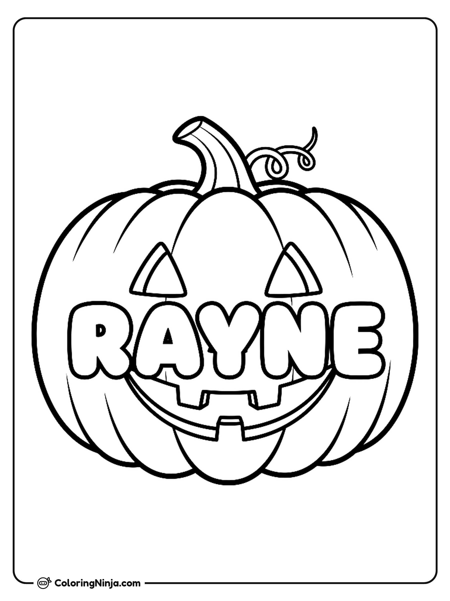 Halloween Pumpkin With Rayne Coloring Page