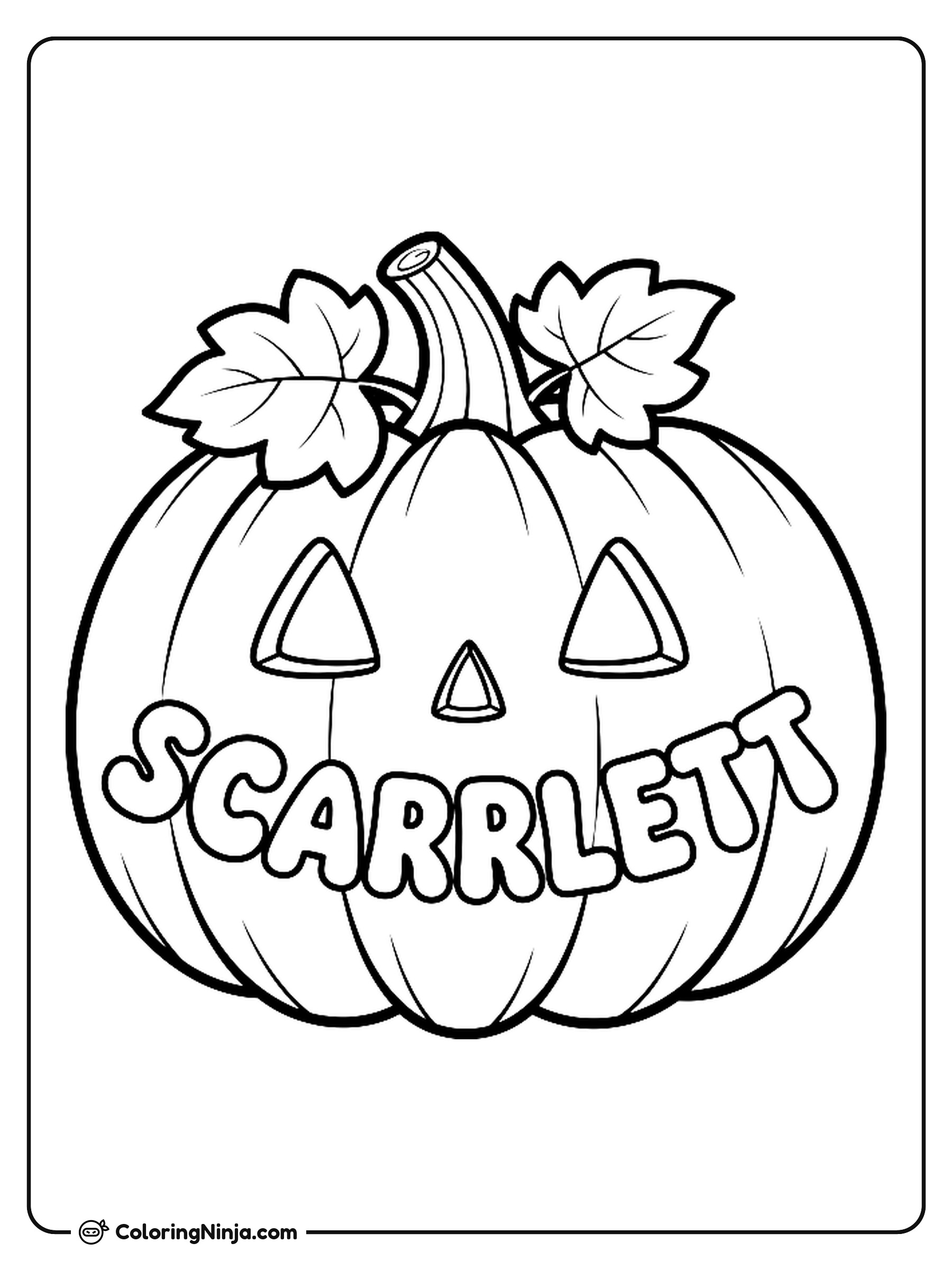 Halloween Pumpkin With Scarlett Coloring Page