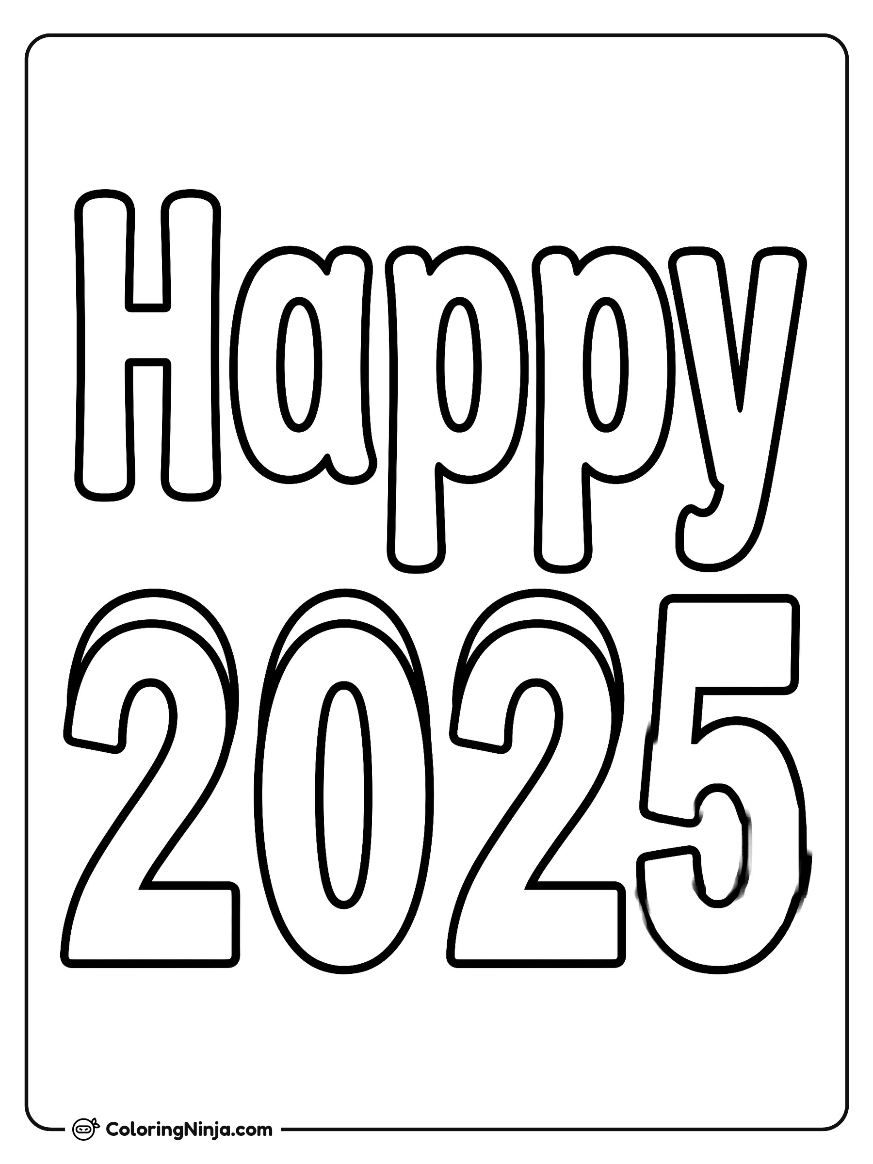 Happy 2025 Coloring Page