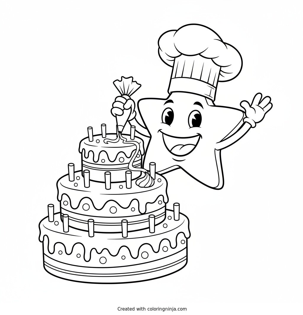 Baking Star in the Kitchen Coloring Page
