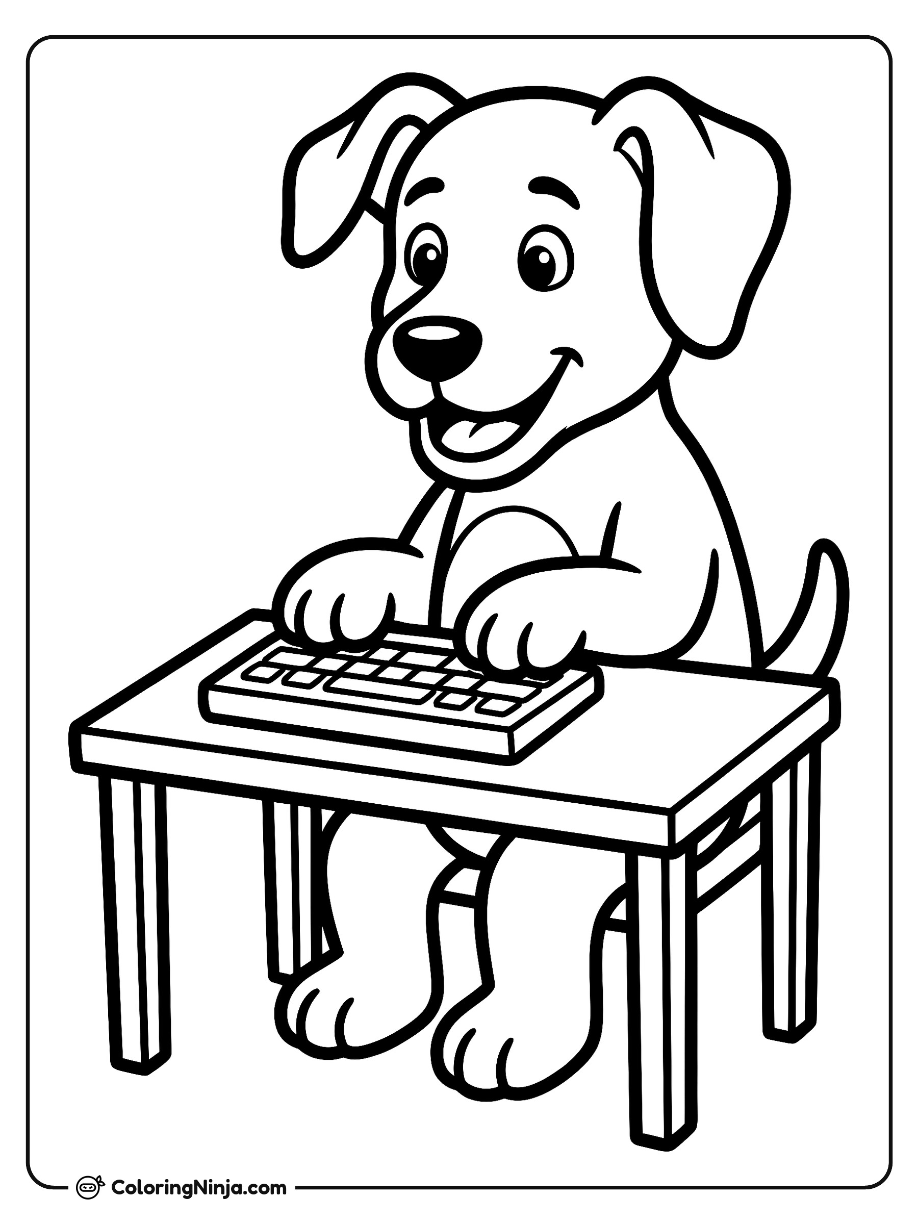 A Very Busy Office Dog Coloring Page