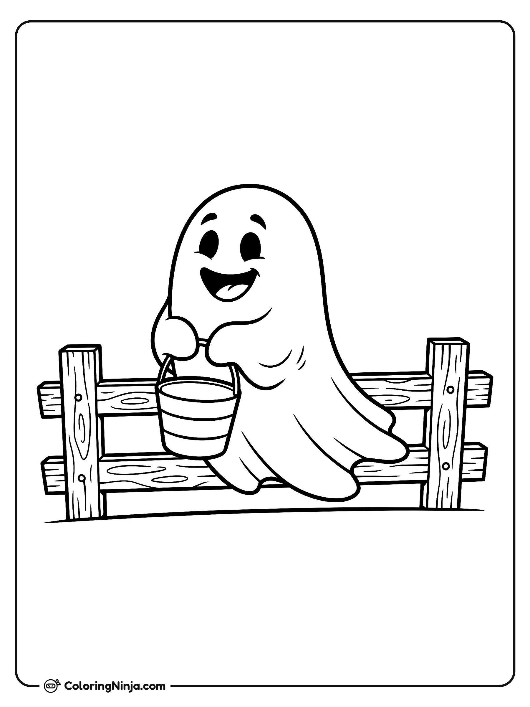 Fantasma alegre pidiendo dulces: dibujo para colorear