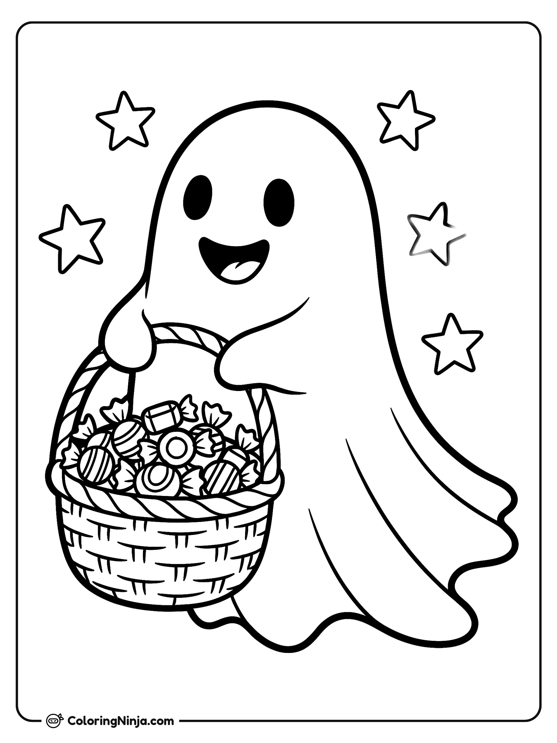 Pequeño Fantasma Recolector de Dulces: dibujo para colorear