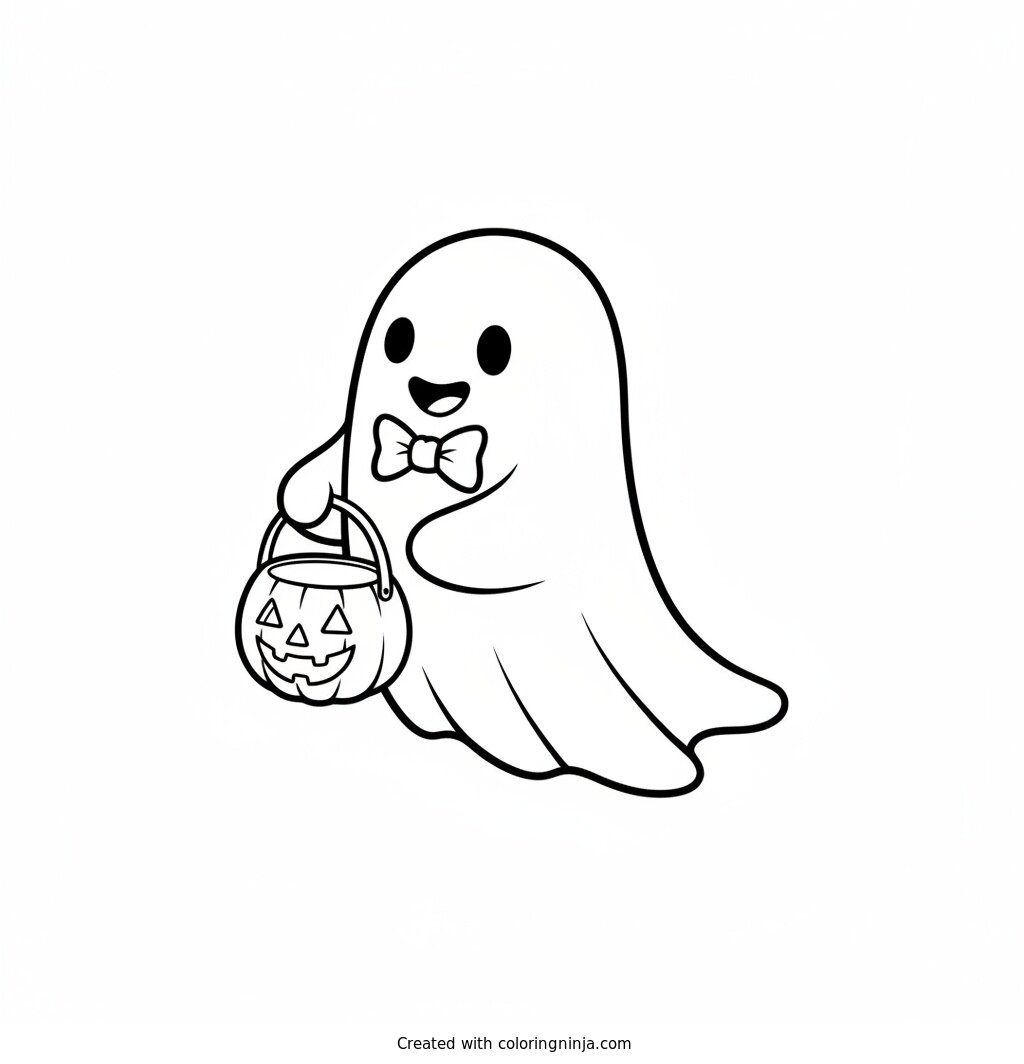 A Friendly Night Ghost Coloring Page
