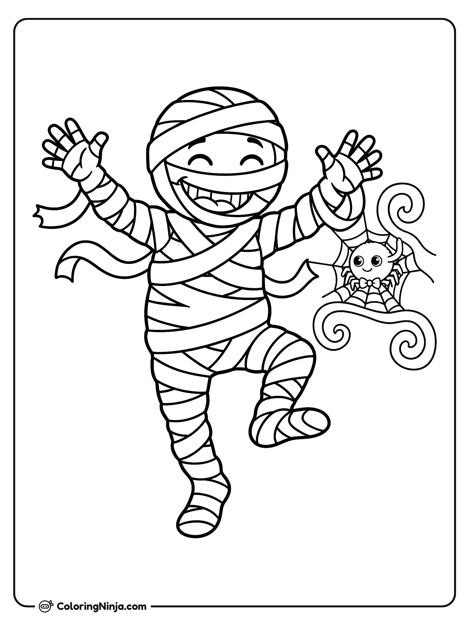 La momia amigable que baila: dibujo para colorear
