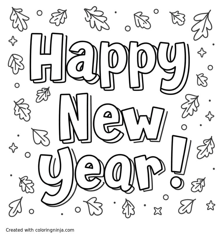 A coloring page of happy new year!