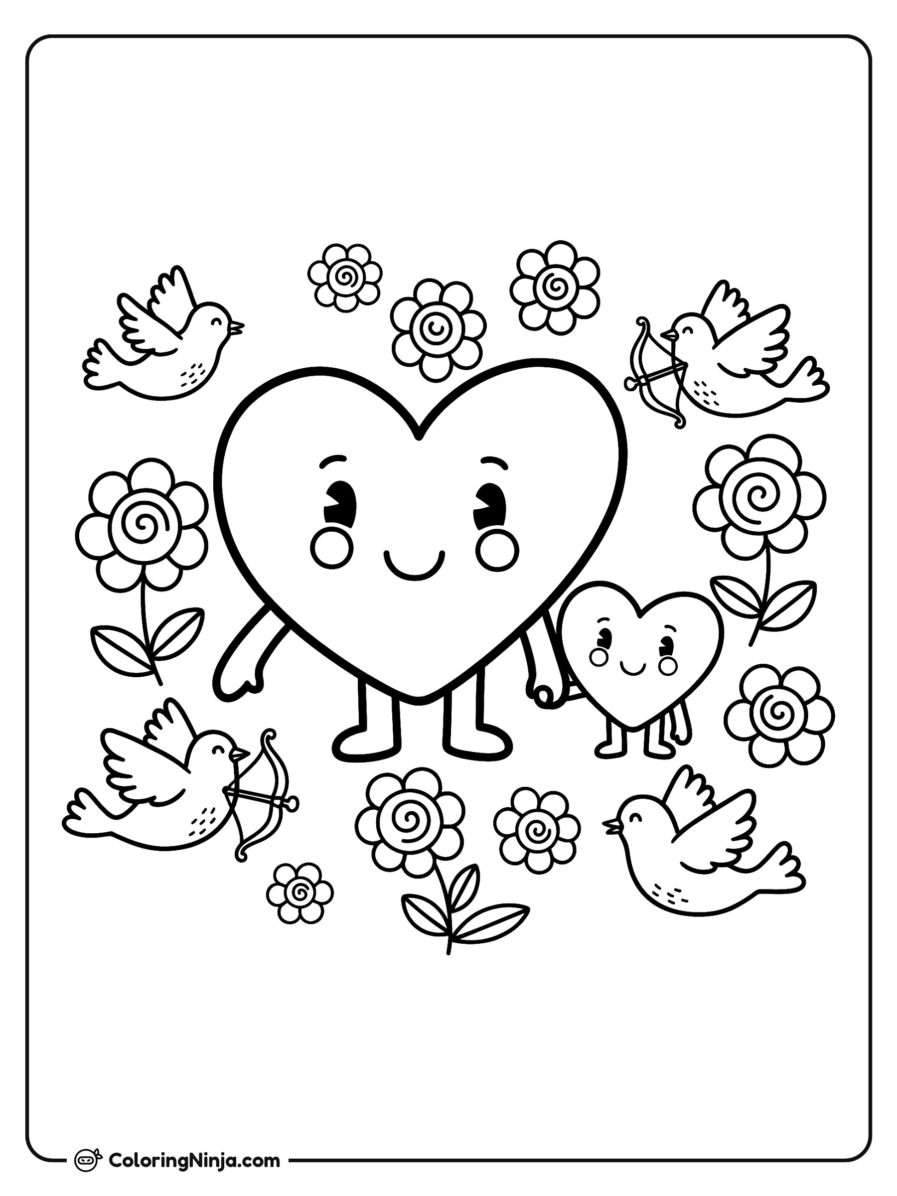 Feliz Día de San Valentín: dibujo para colorear