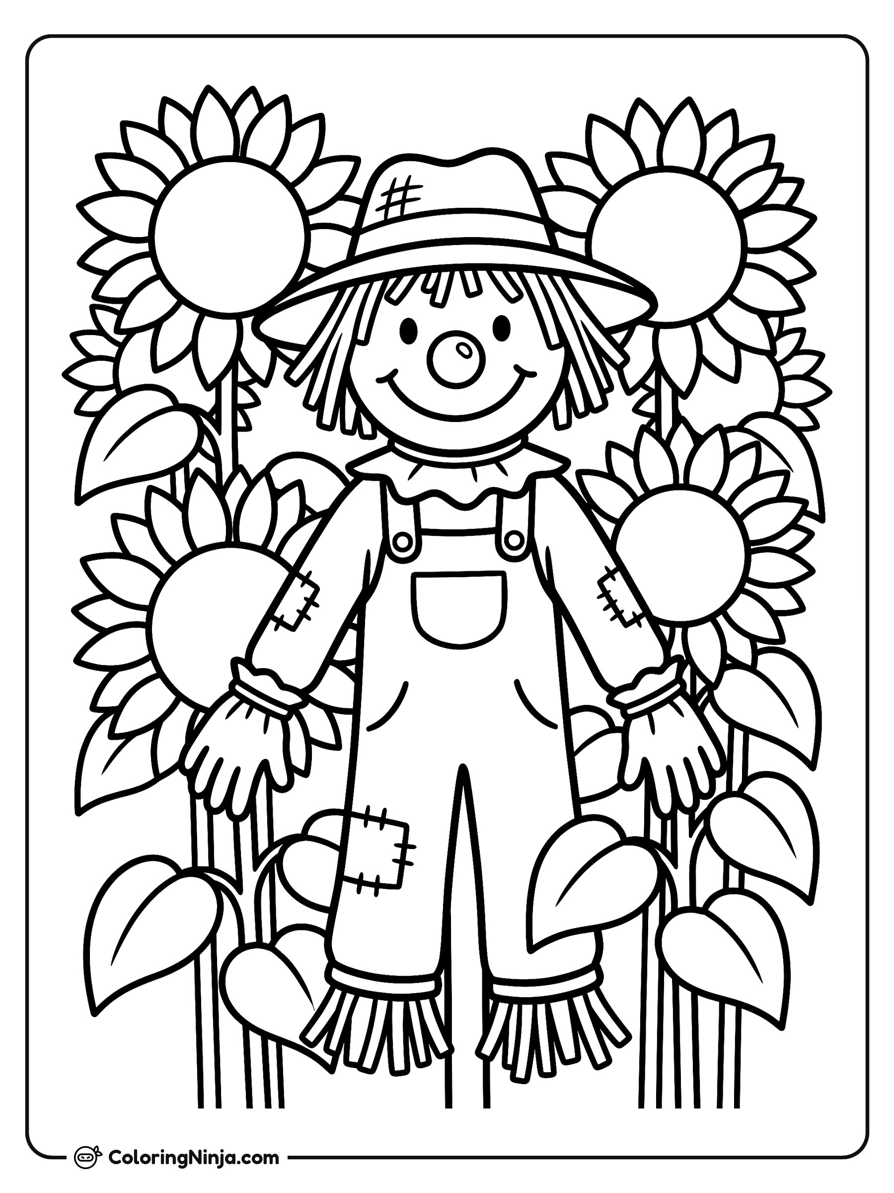 The Autumn Pumpkin Scarecrow Coloring Page
