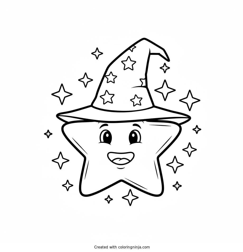 Little Wizard Star Coloring Page