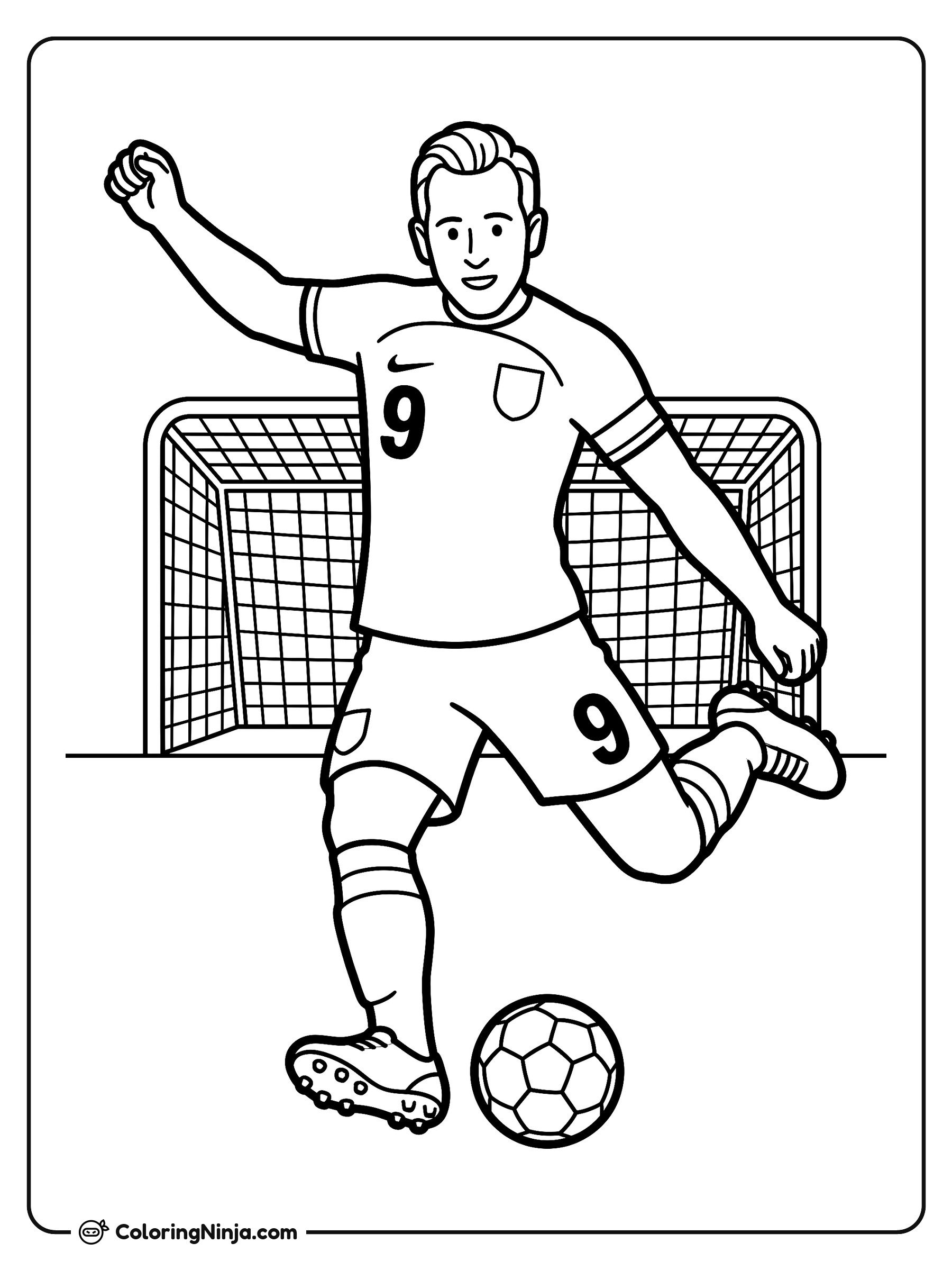 Harry Kane Striking the Ball Coloring Page