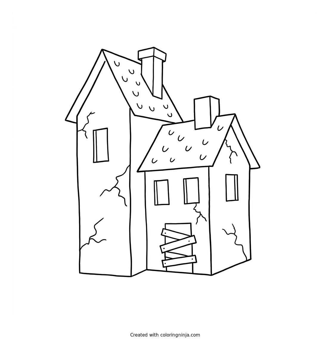 A Haunted House Coloring Page