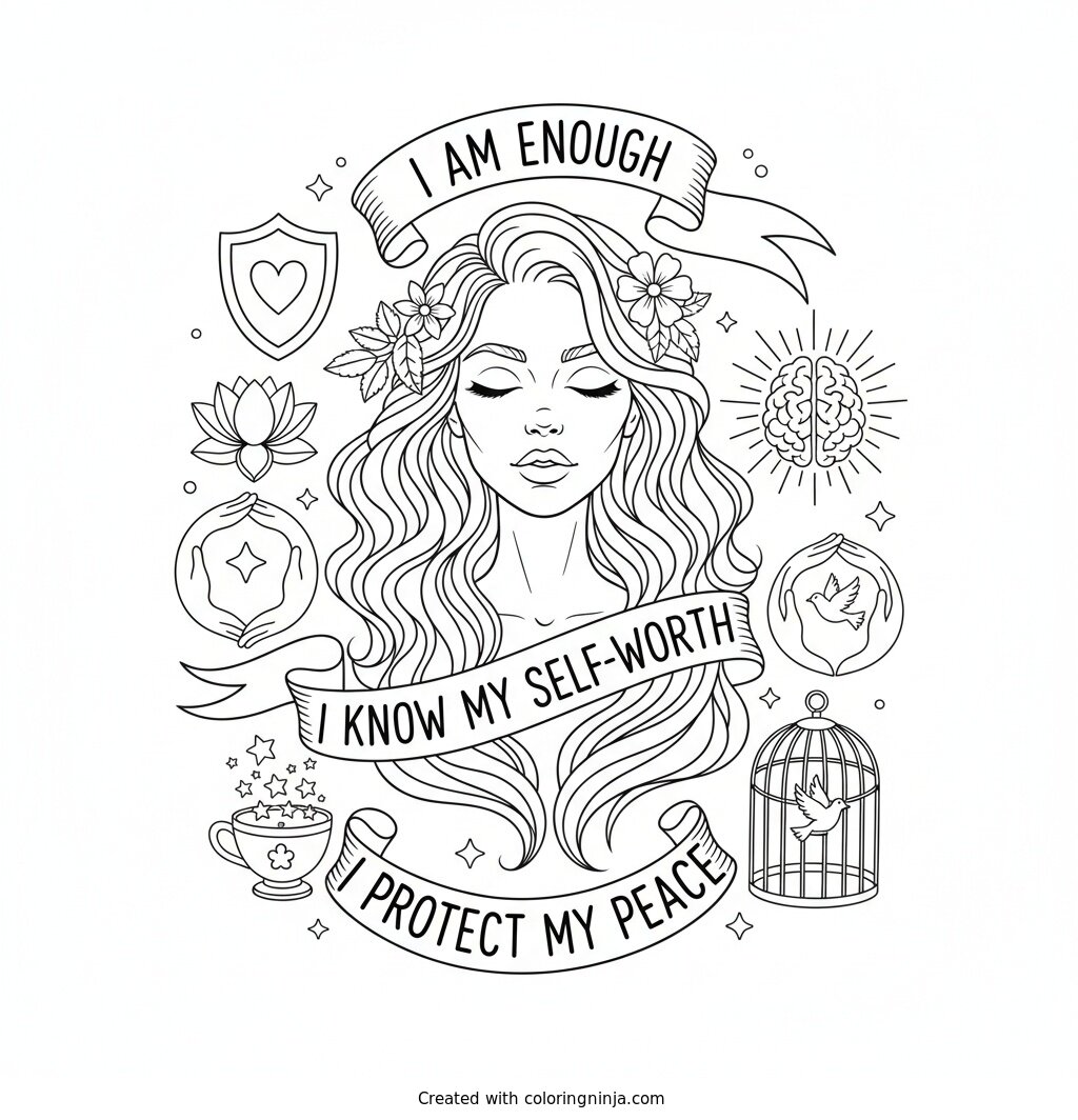 Self Love and Mental Health Coloring Page