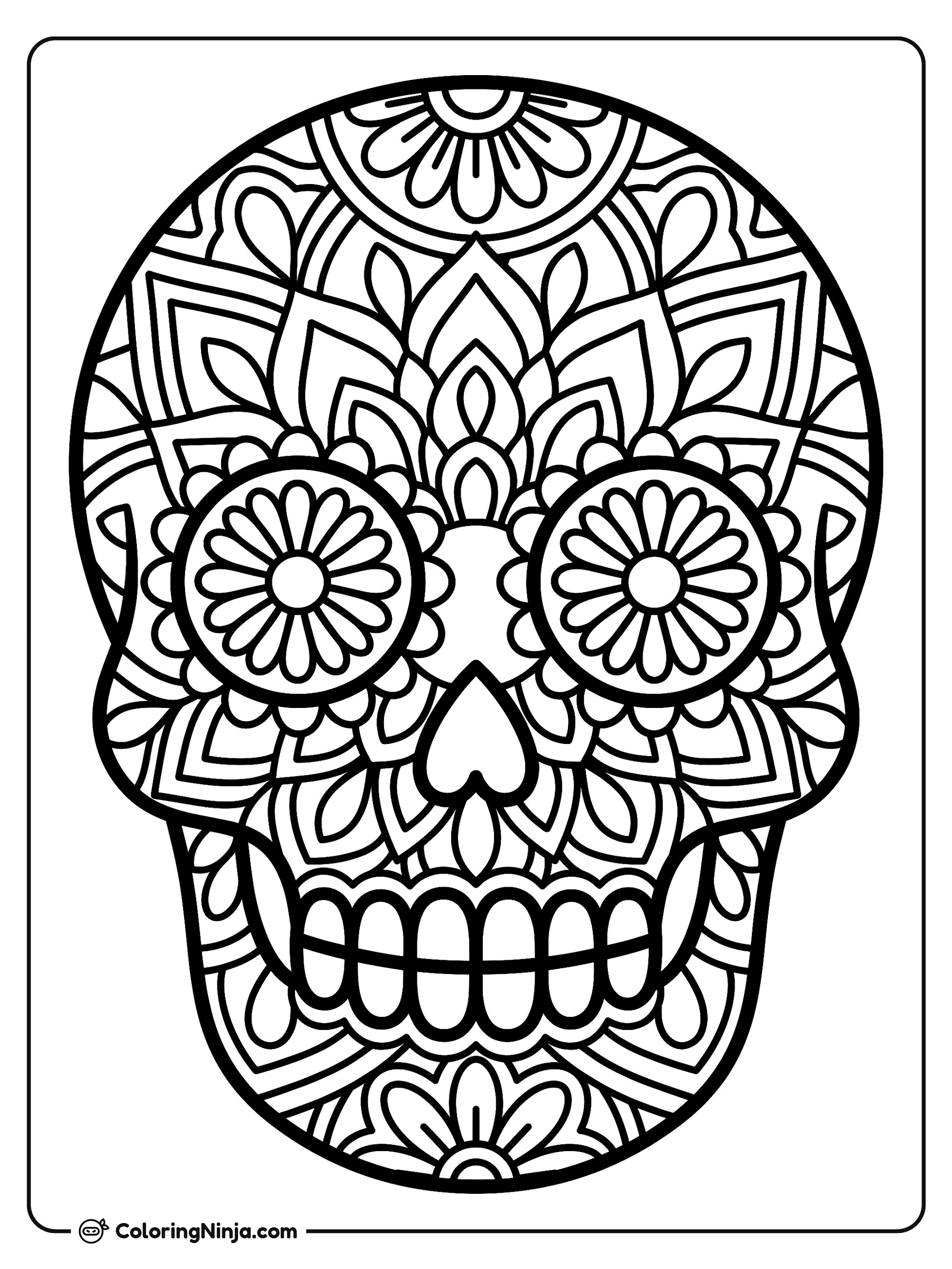 Intricate Mandala Sugar Skull Coloring Page