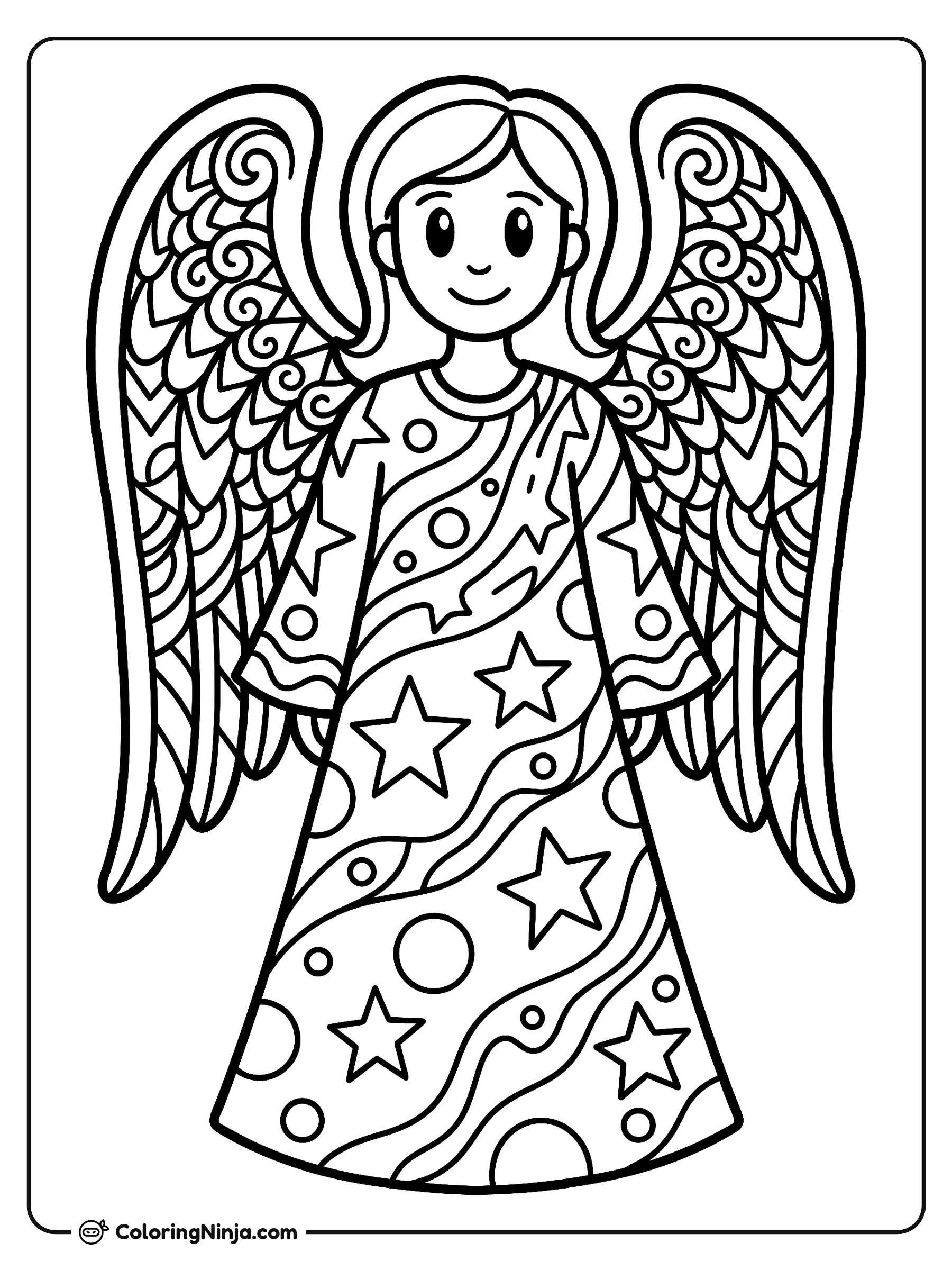 Ornate Angel Wings Pattern Coloring Page