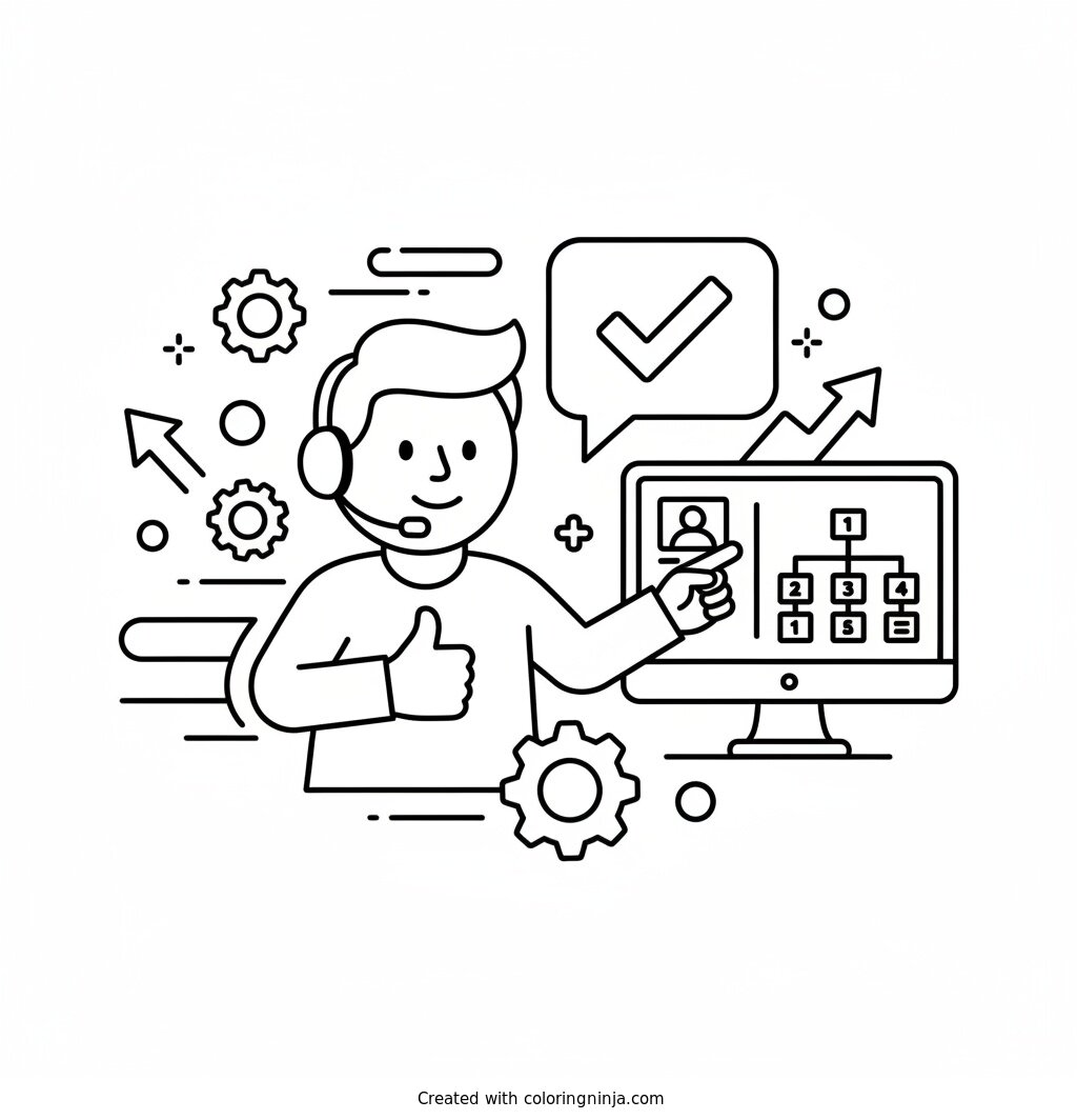 A Helpful Customer Support Representative Coloring Page