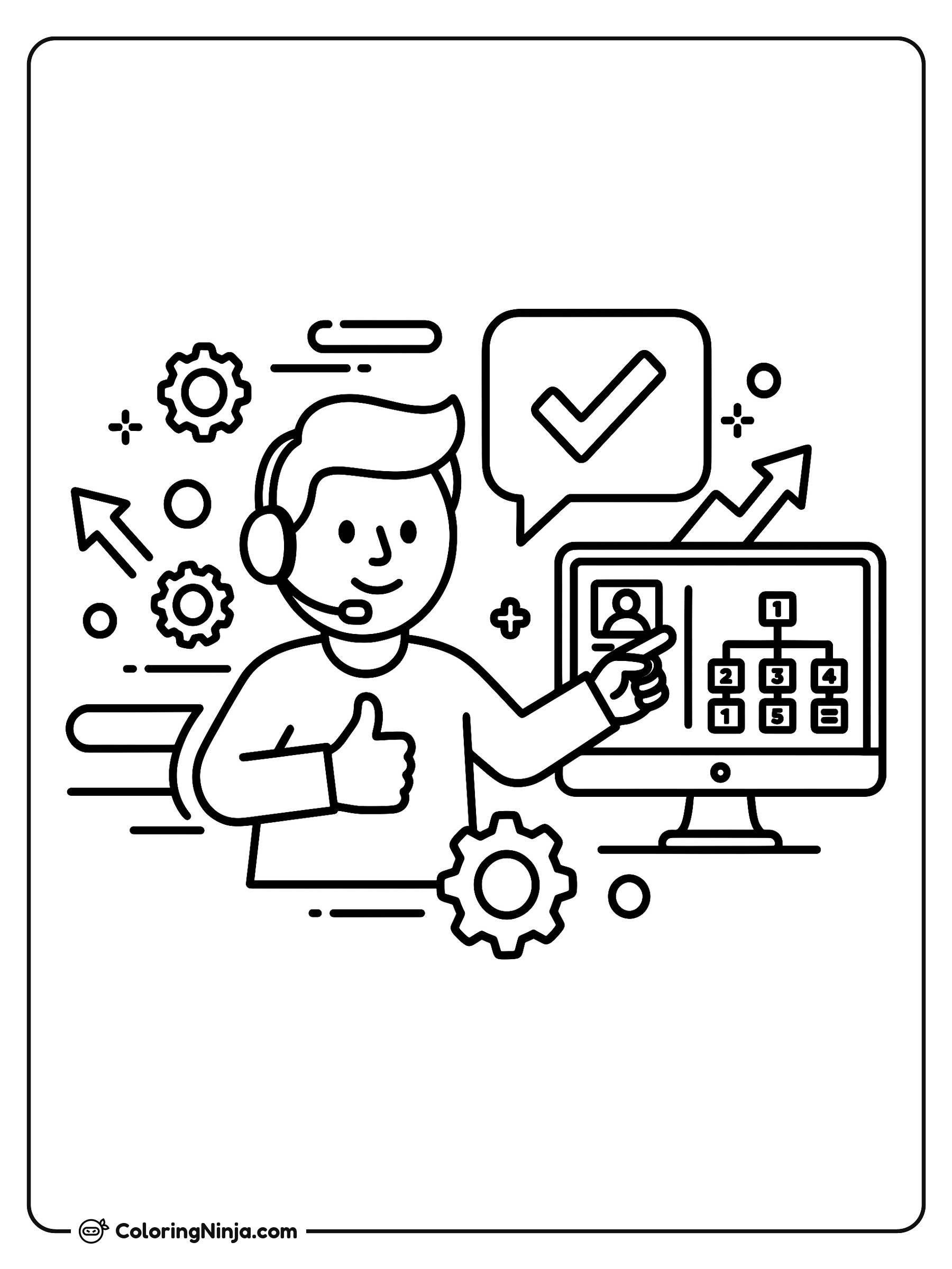 Un Amable Agente de Atención al Cliente: dibujo para colorear
