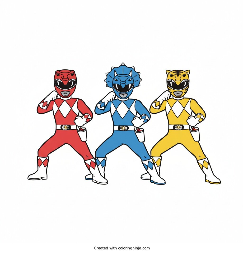 A coloring page of I just need a page with power rangers for color
