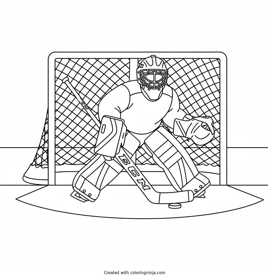Coloring page of i want a hockey goalie in the net