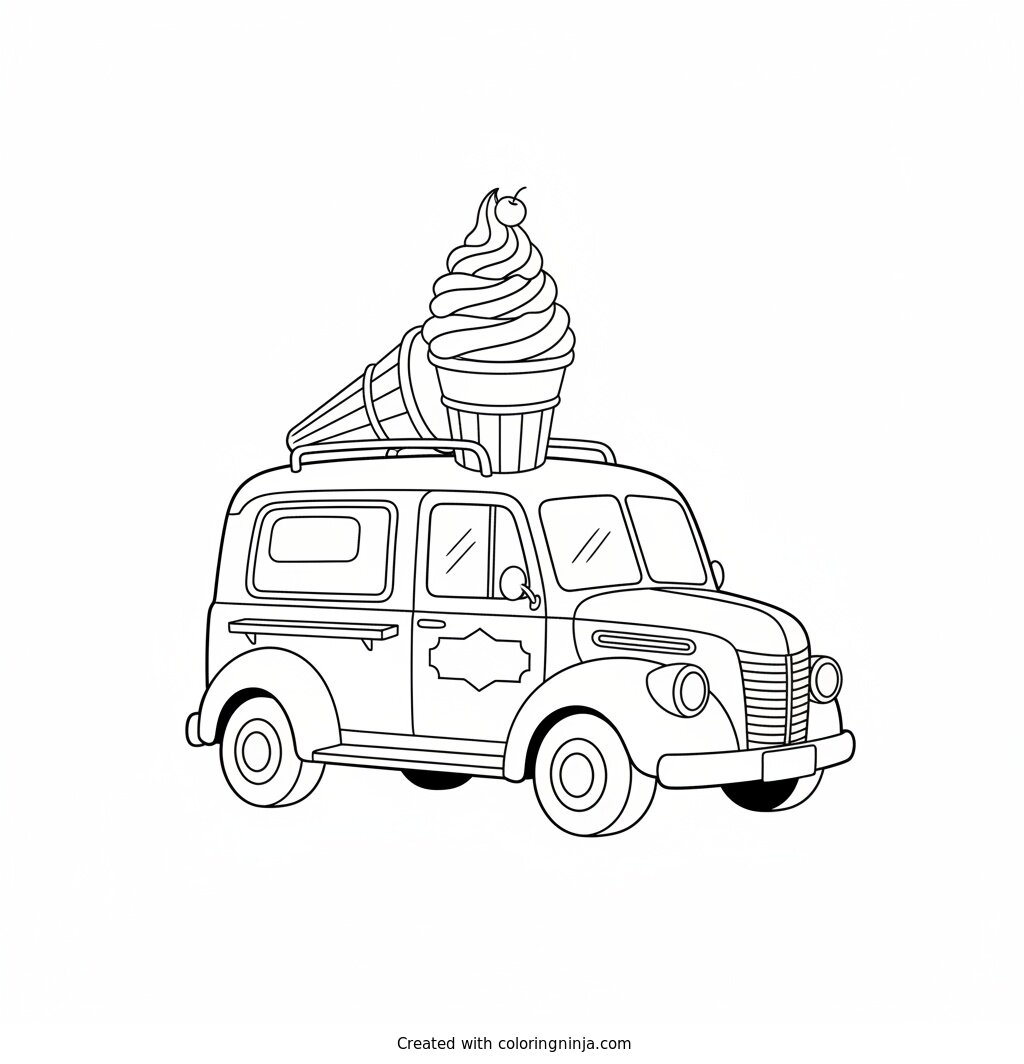Sweet Treats Ice Cream Truck Coloring Page