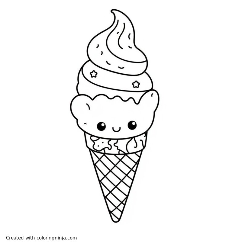 A coloring page of ice cream