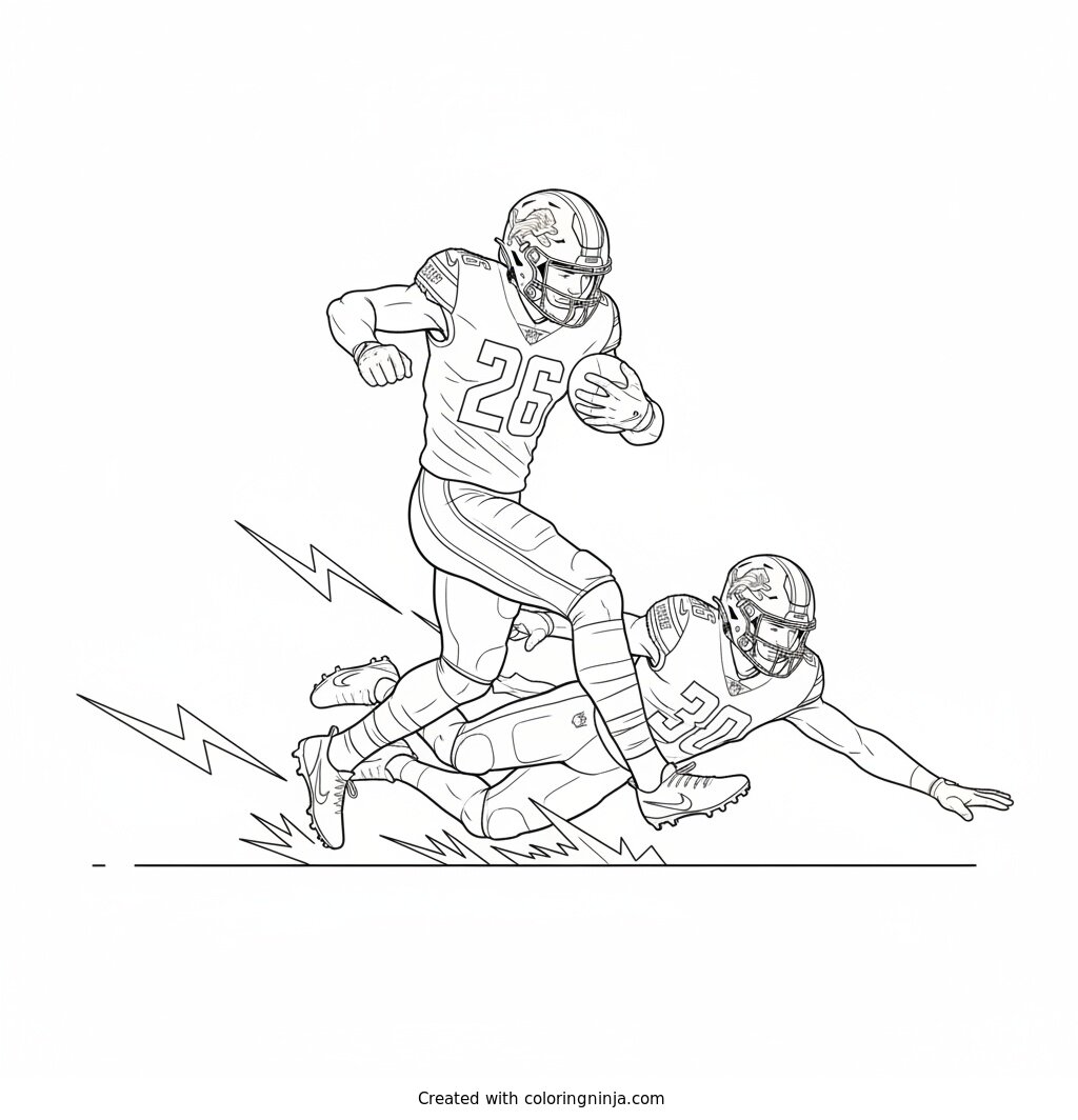 Jahmyr Gibbs Jukes Past Defender Coloring Page