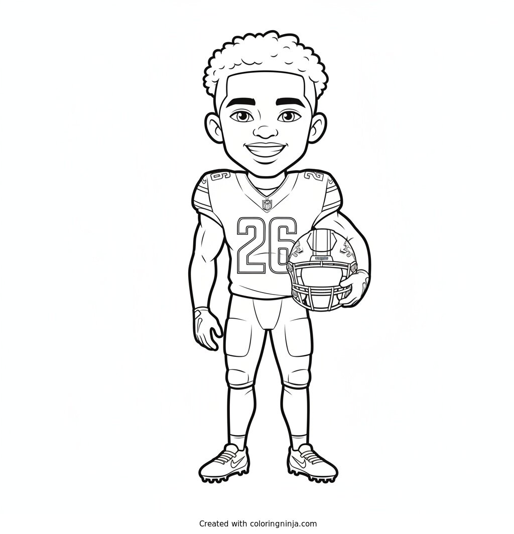 Jahmyr Gibbs Smiling Cartoon Portrait Coloring Page
