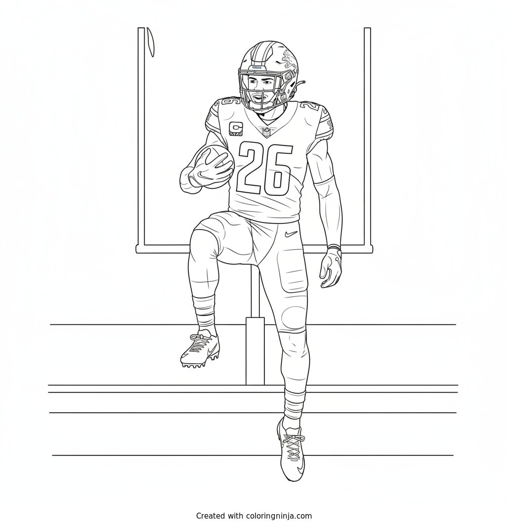 Jahmyr Gibbs Touchdown Celebration Pose Coloring Page
