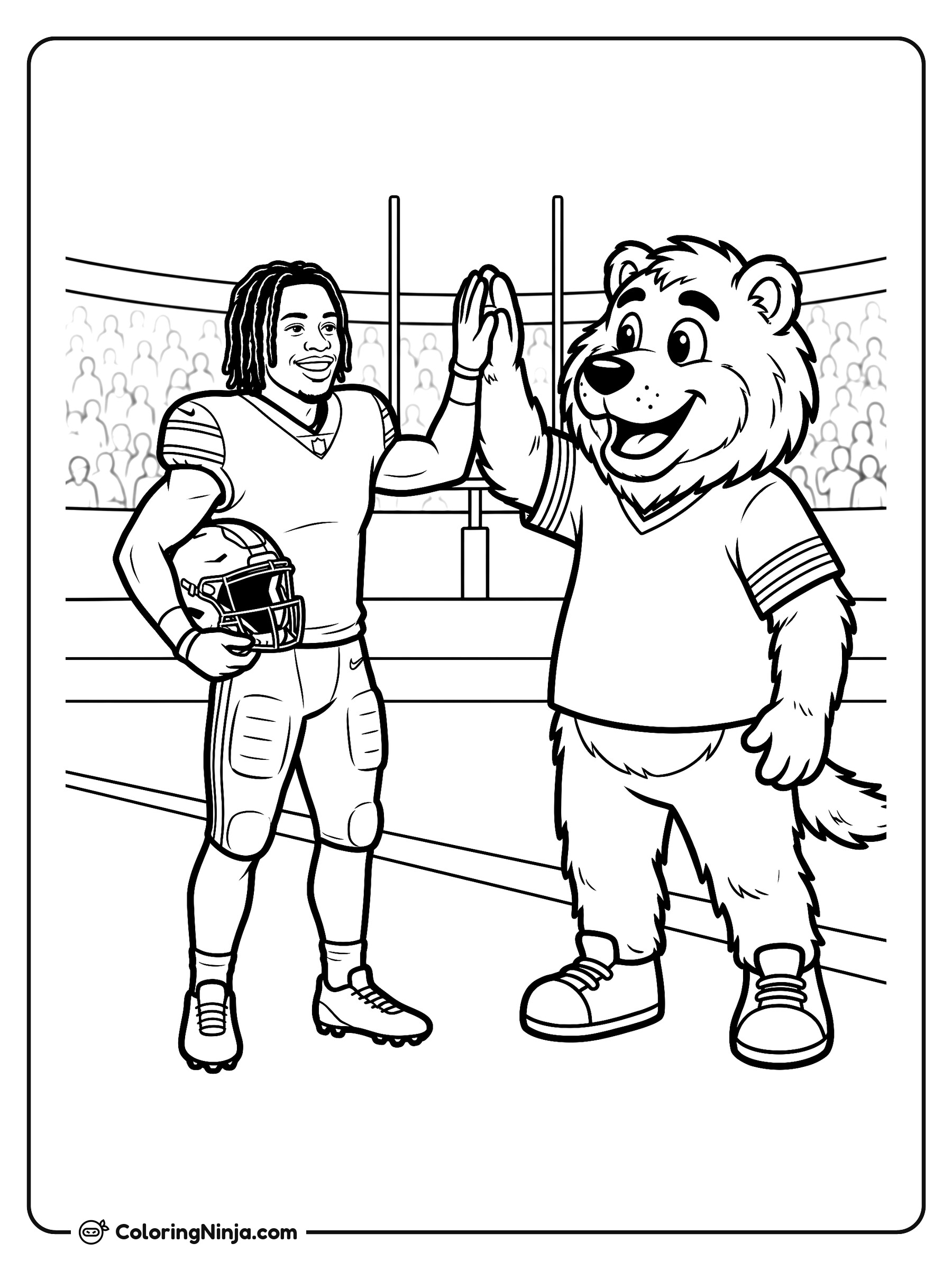 Jahmyr Gibbs Mascot High Five Coloring Page