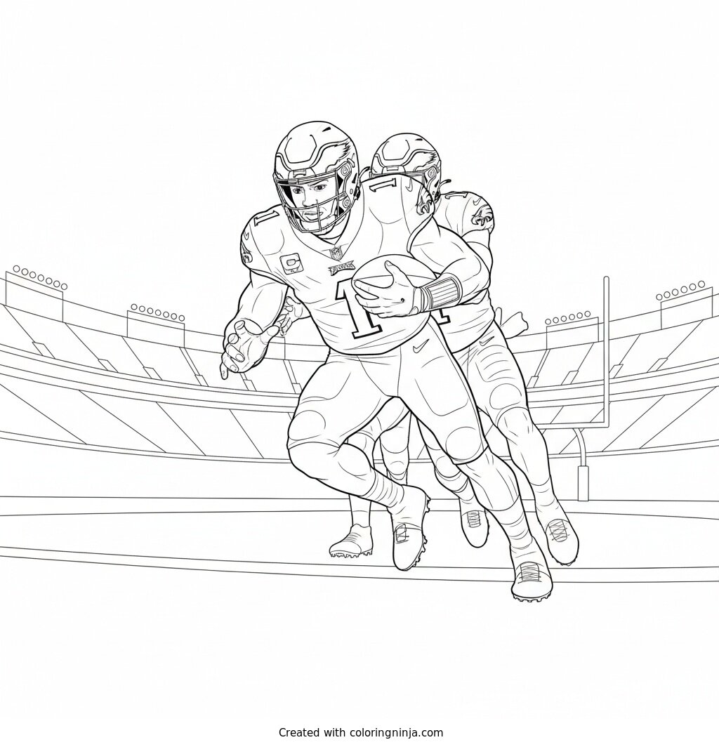 Jalen Hurts Tush Push Sneak Coloring Page