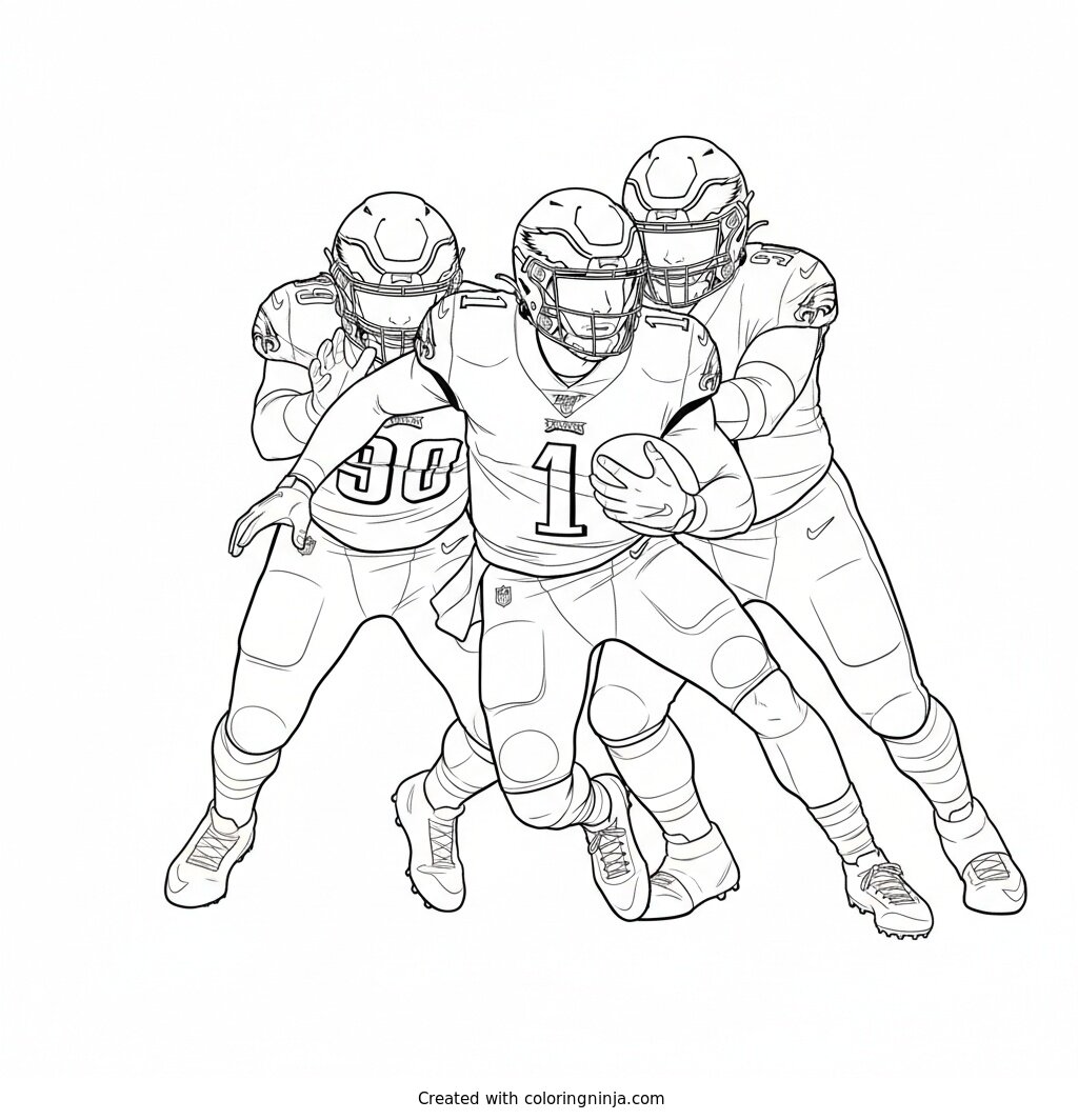 Jalen Hurts Tush Push Coloring Page