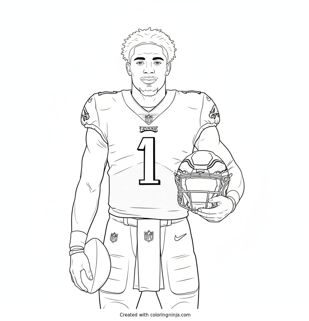 Jalen Hurts Helmet Portrait Coloring Page