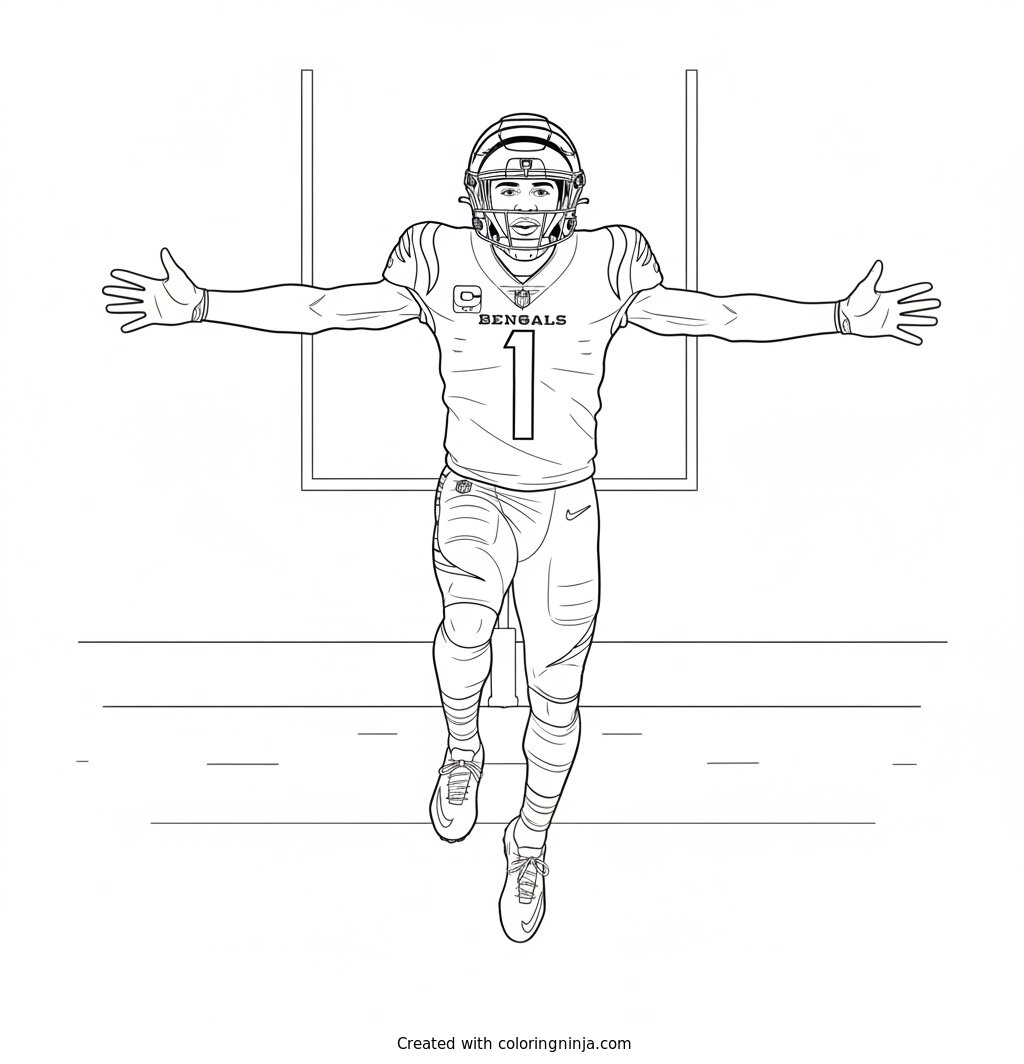 Ja'Marr Chase Touchdown Celebration Coloring Page