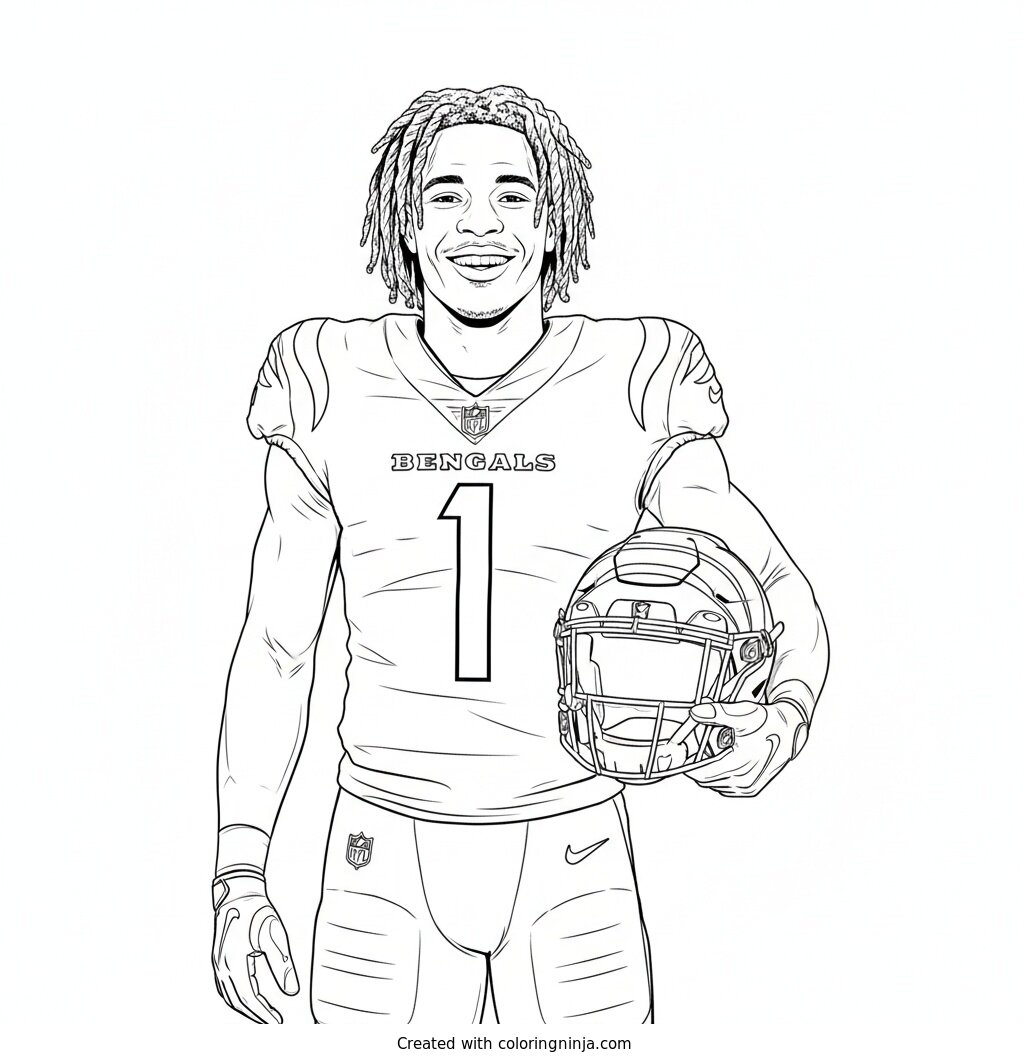Ja'Marr Chase Sideline Portrait Coloring Page