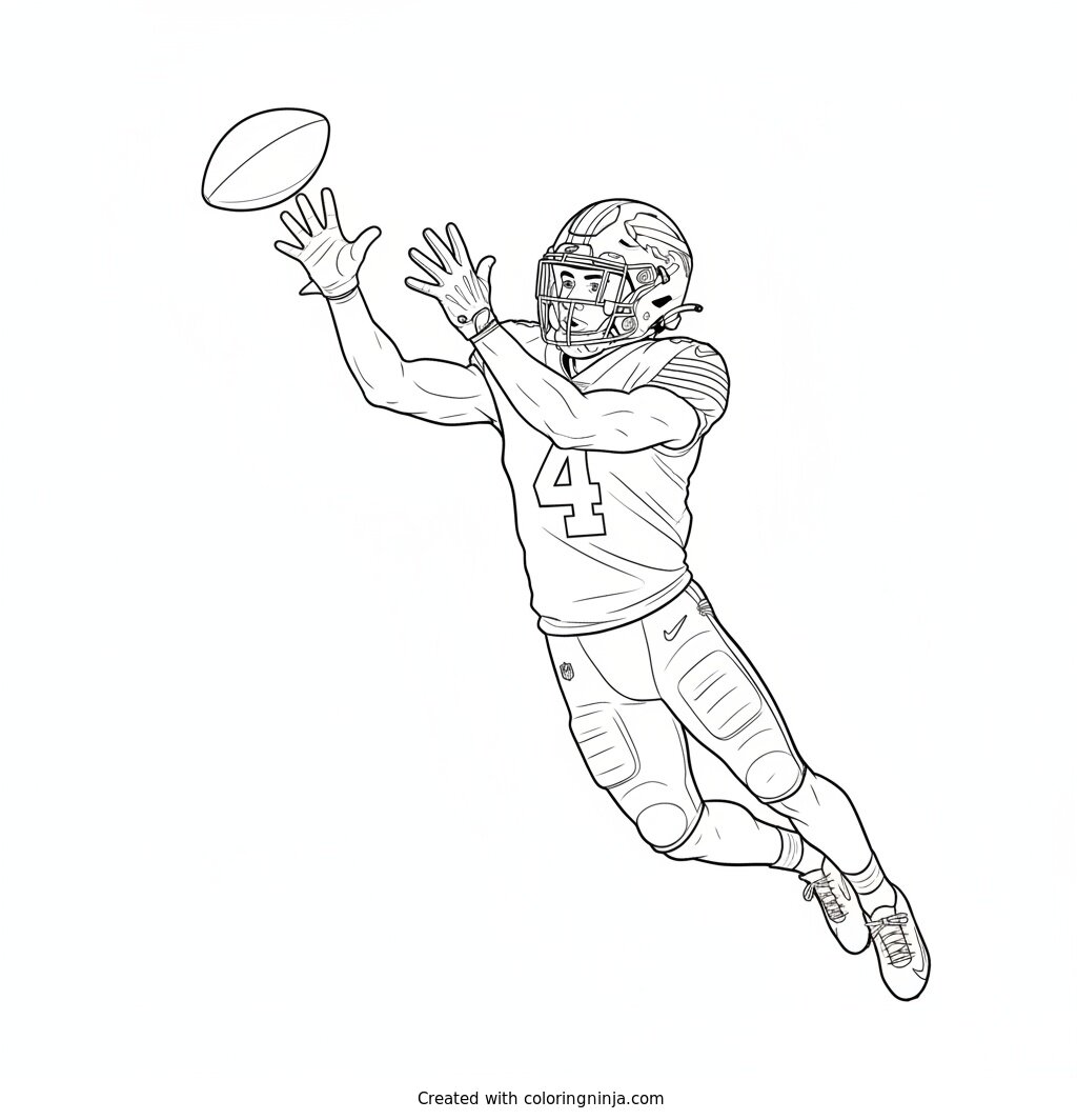 James Cook Catching a Pass Coloring Page