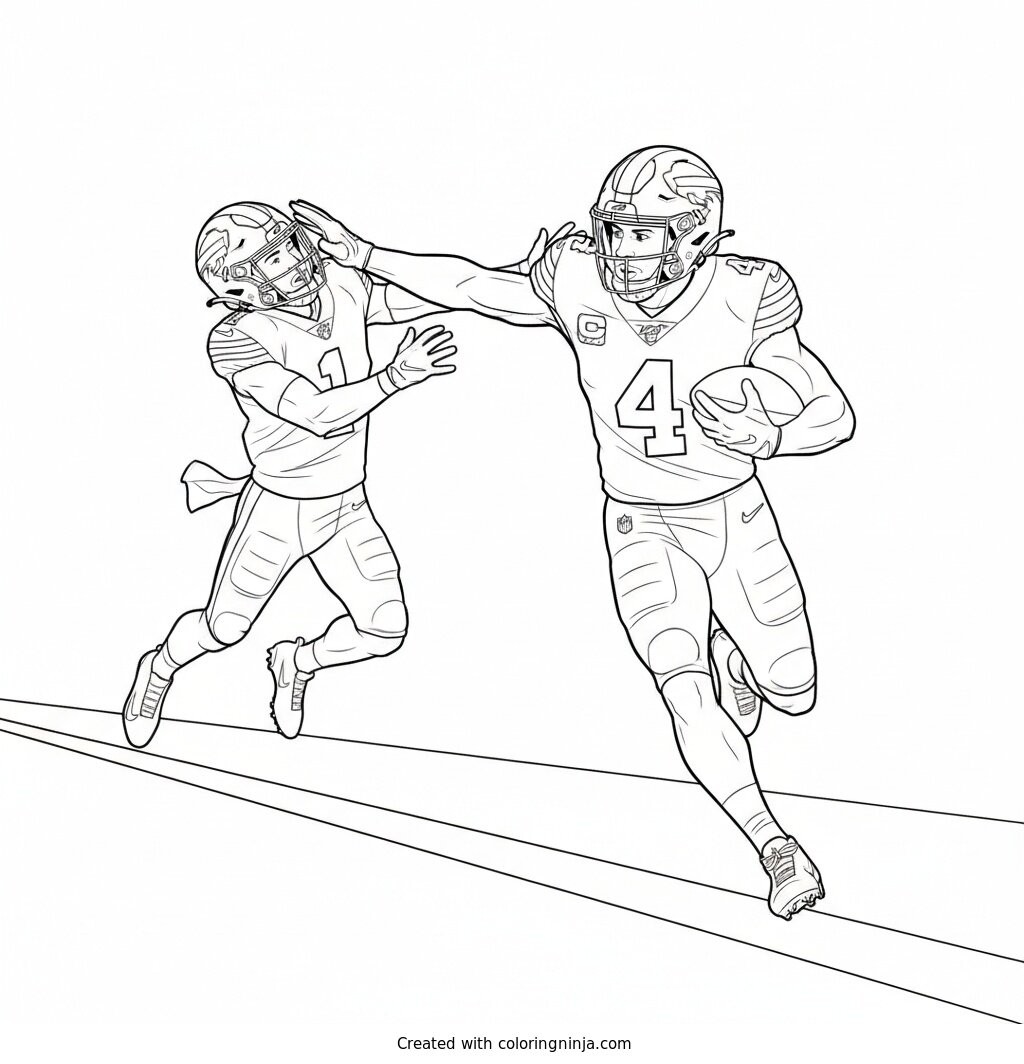 James Cook Stiff Arm Run Coloring Page