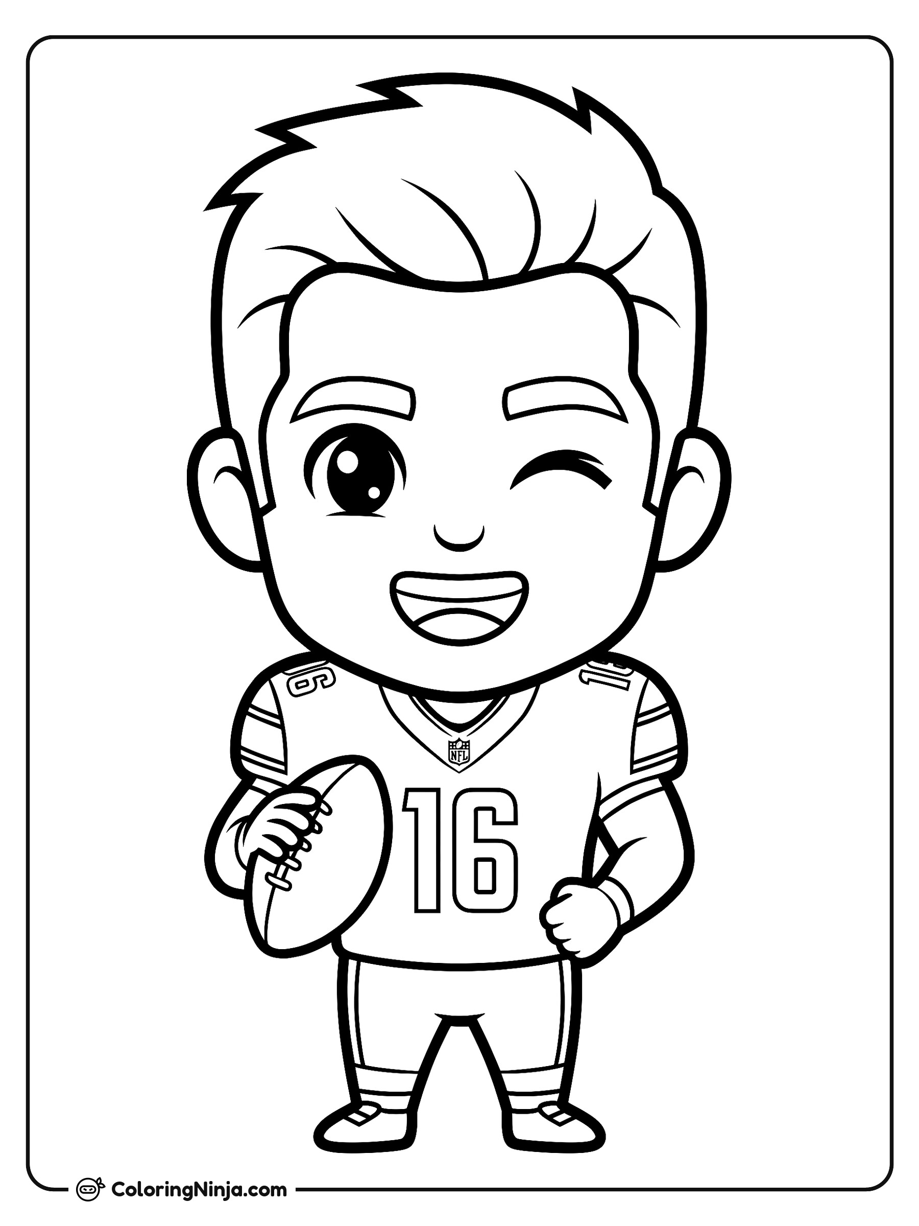 Jared Goff estilo dibujo animado: dibujo para colorear