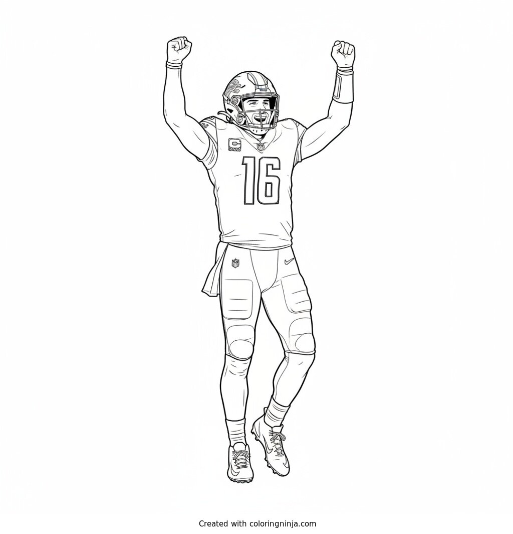 Jared Goff Touchdown Celebration Coloring Page