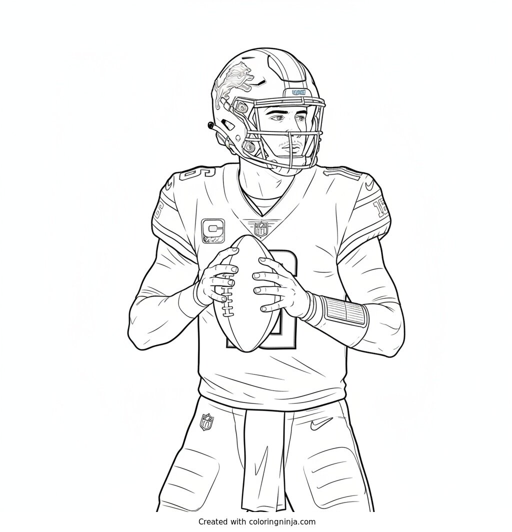 Jared Goff Prepares to Pass Coloring Page