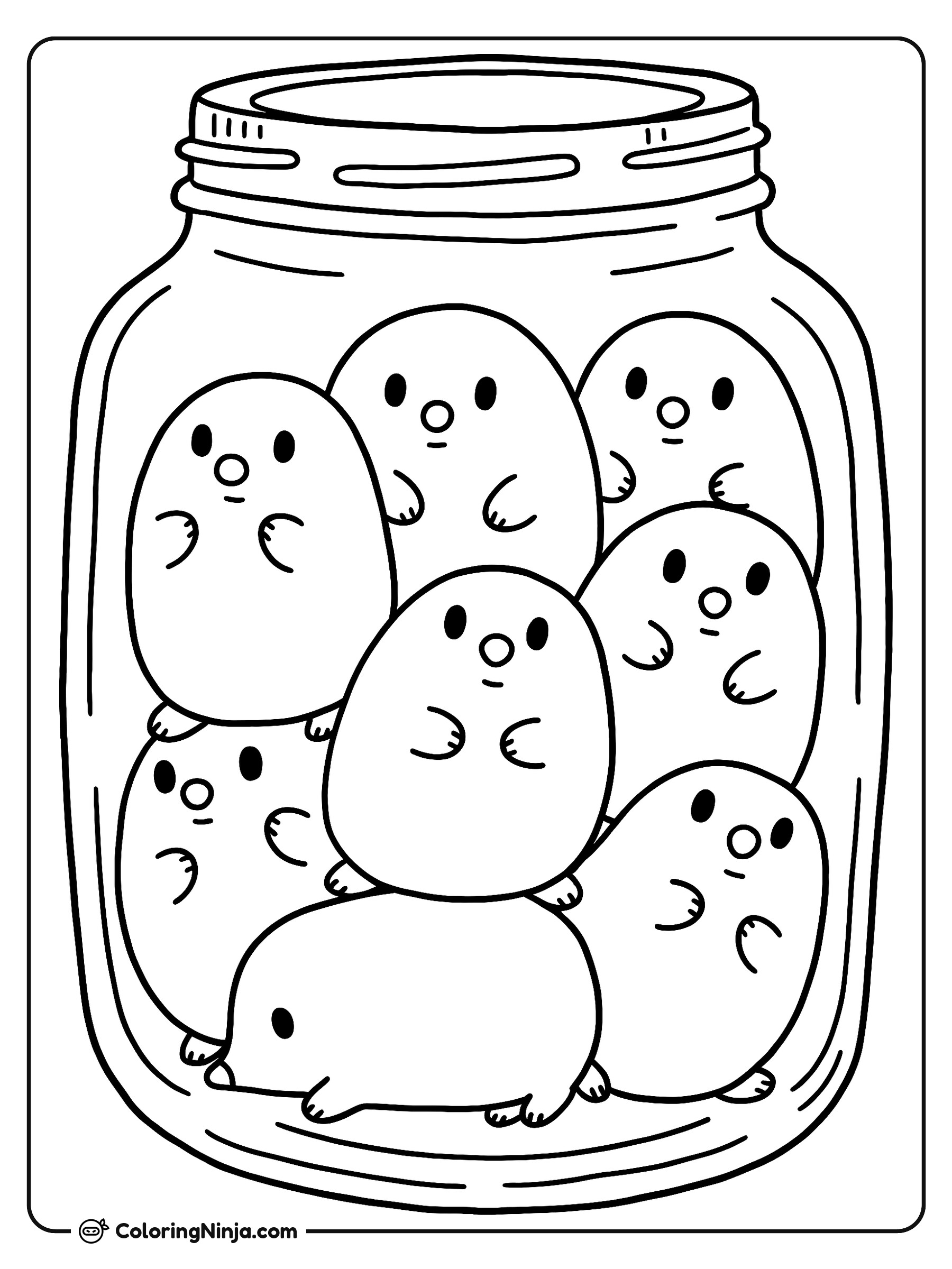Frasco Lleno de Topos Tiernos: dibujo para colorear