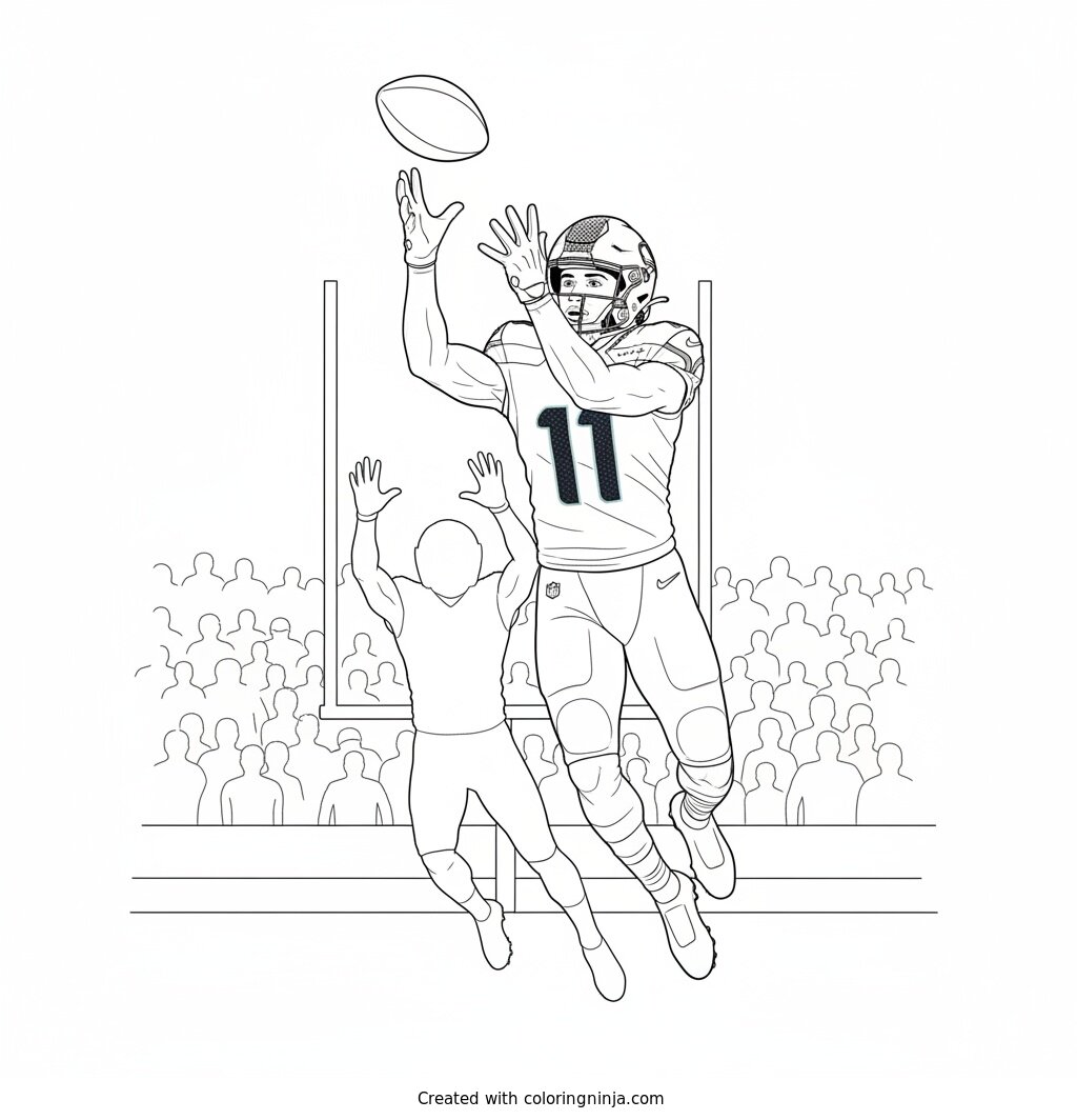 Jaxon Smith-Njigba Spectacular Catch Coloring Page