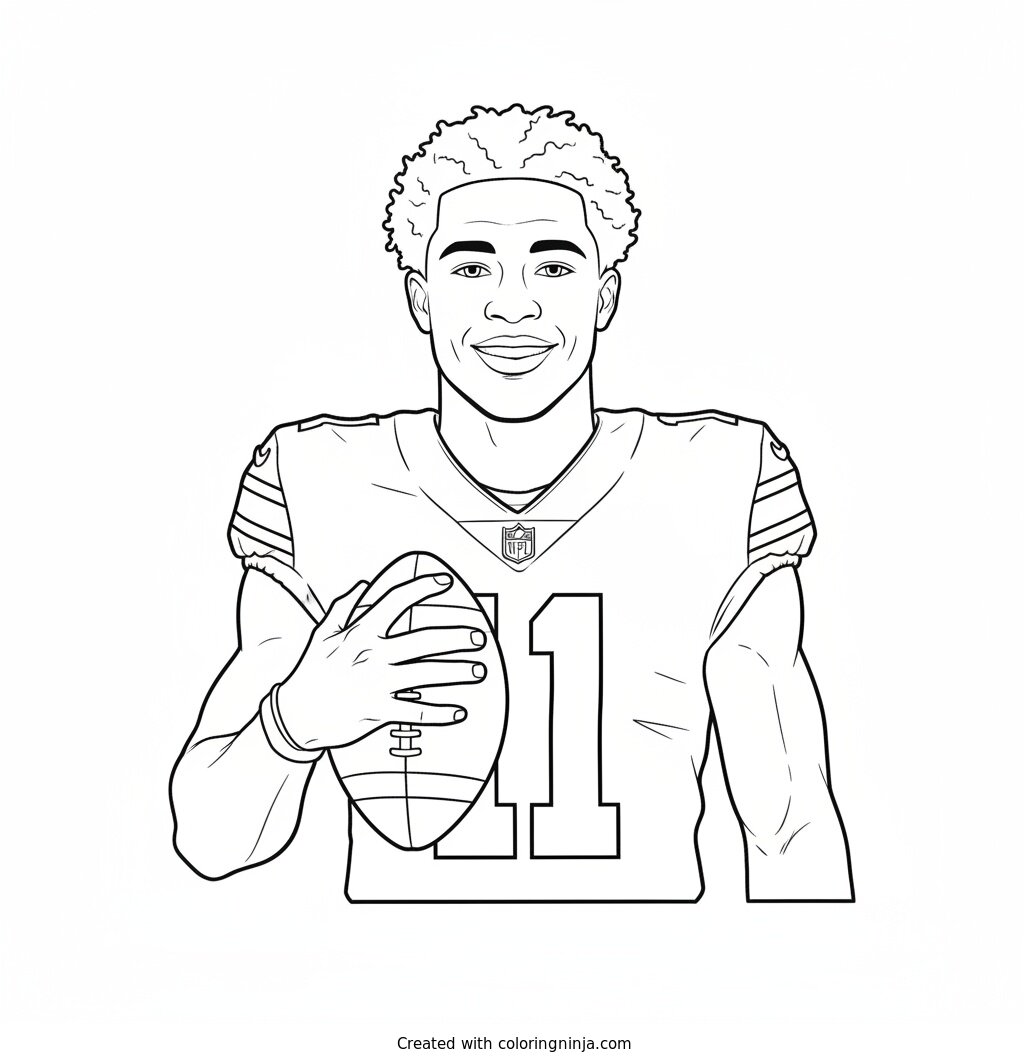 Jaxon Smith-Njigba Player Portrait Coloring Page