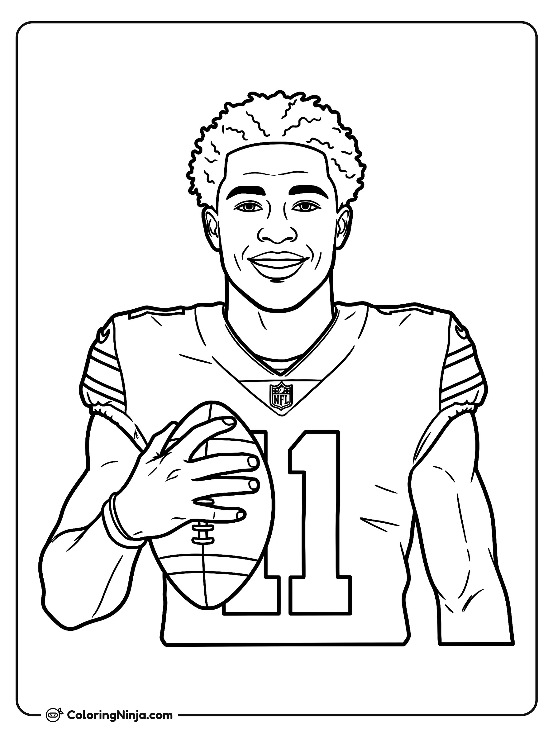 Retrato del jugador Jaxon Smith-Njigba: dibujo para colorear